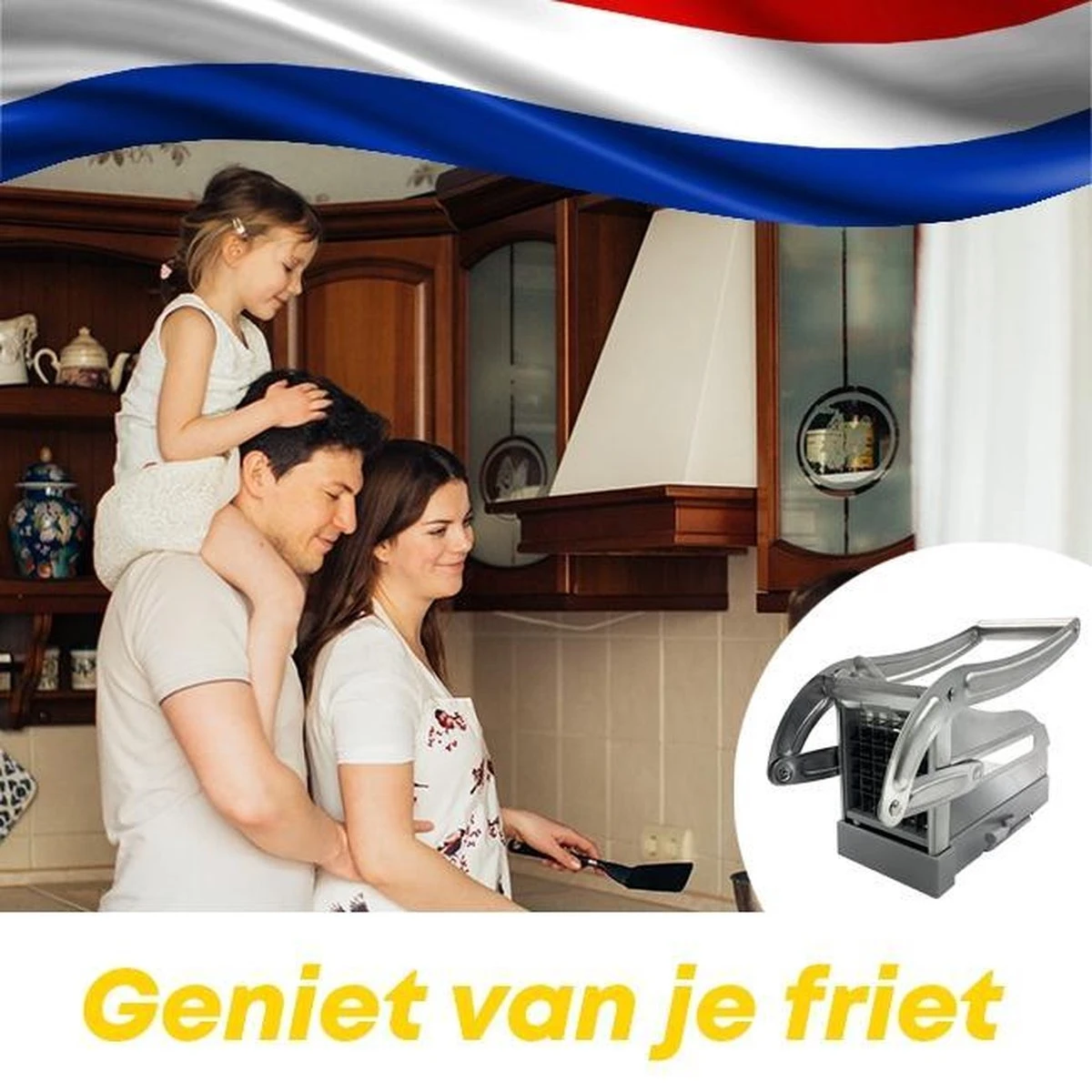 Yugn DeLux Frietsnijder - Roestvrijstaal - Zilver - Incl. Schiller - Afbeelding 6