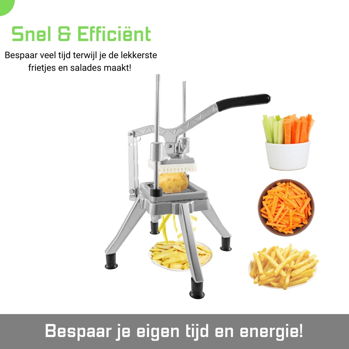 Thuys Patatsnijder - Frietsnijder 6mm - Fritessnijder Met Zuignoppen Zuignappen - Makkelijk Schoonmaken - Profesioneel - Aluminium + RVS - Gratis E-book Voor De Lekkerste Friet - Afbeelding 8