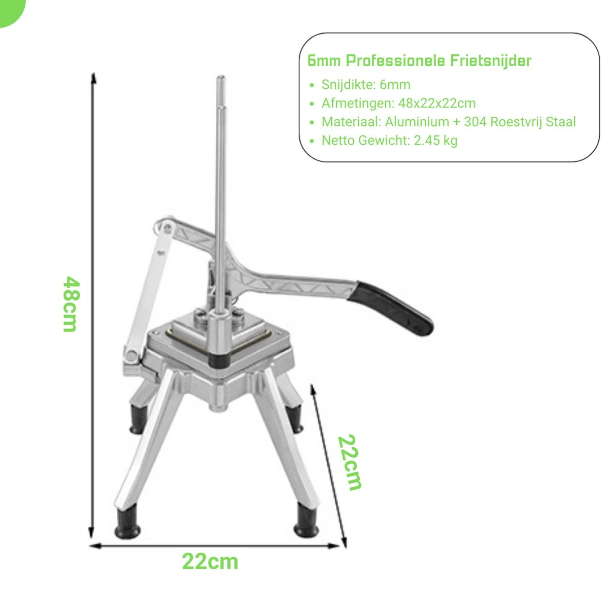 Thuys Patatsnijder - Frietsnijder 6mm - Fritessnijder Met Zuignoppen Zuignappen - Makkelijk Schoonmaken - Profesioneel - Aluminium + RVS - Gratis E-book Voor De Lekkerste Friet - Afbeelding 9