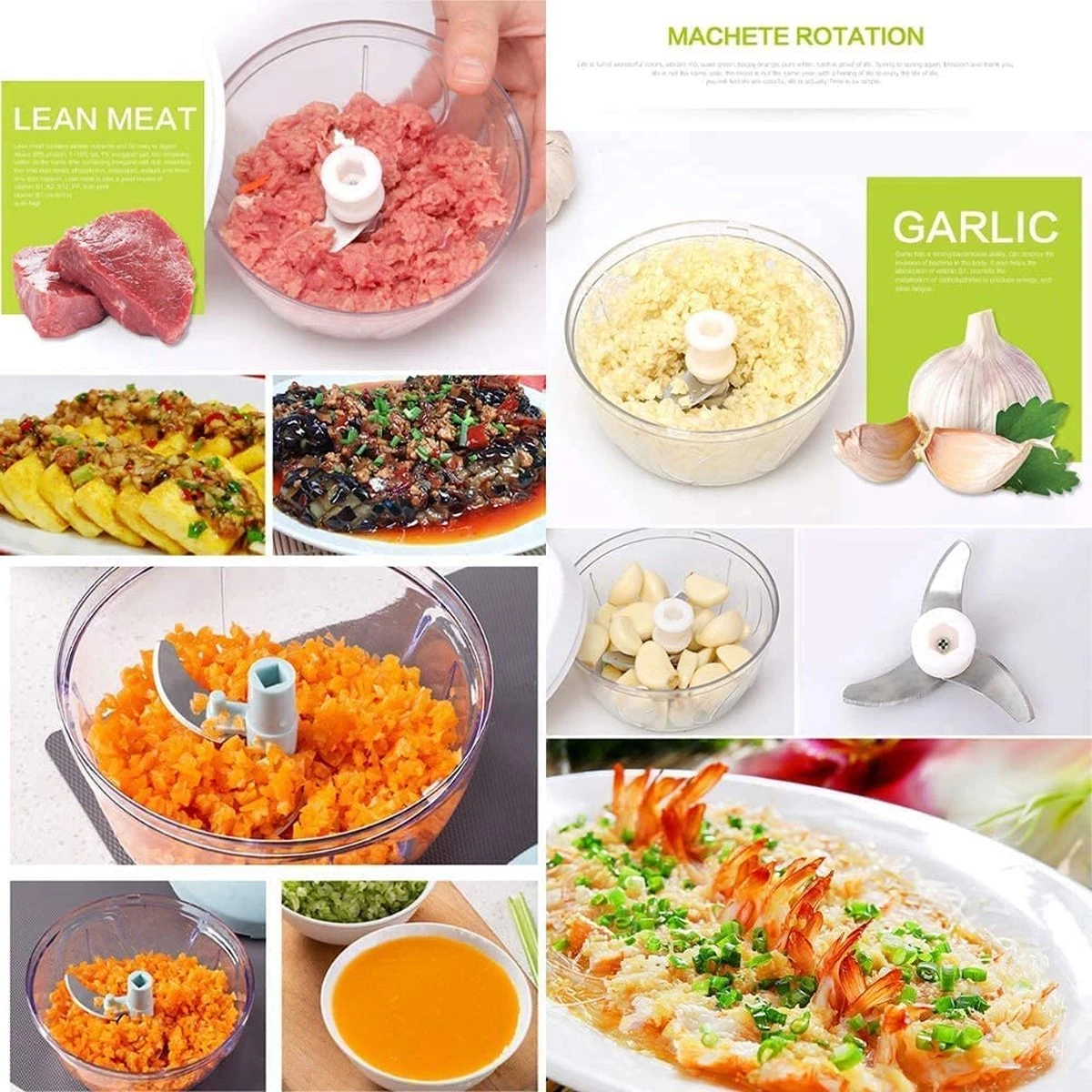 Doogo® Groentesnijder Met Trekkoord – Hakmolen – 900 ML – Groentehakker – Kruidenmolen – Uiensnijder – Pink - Afbeelding 11