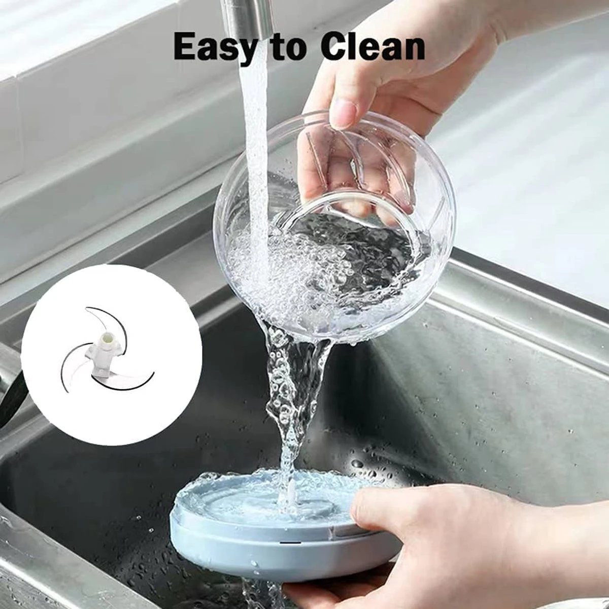 Doogo® Groentesnijder Met Trekkoord – Hakmolen – 900 ML – Groentehakker – Kruidenmolen – Uiensnijder – Pink - Afbeelding 12