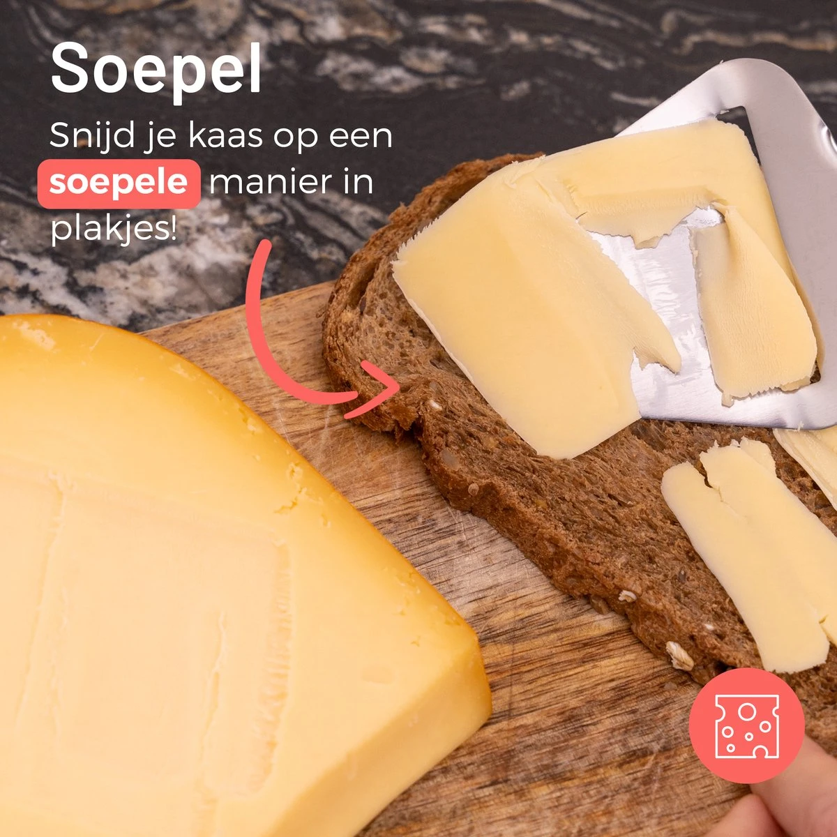 Triple J® Kaasschaaf Voor Jonge En Oude Kaas – Kaasrasp – Kaasmes – Keukengerei - RVS - Afbeelding 2