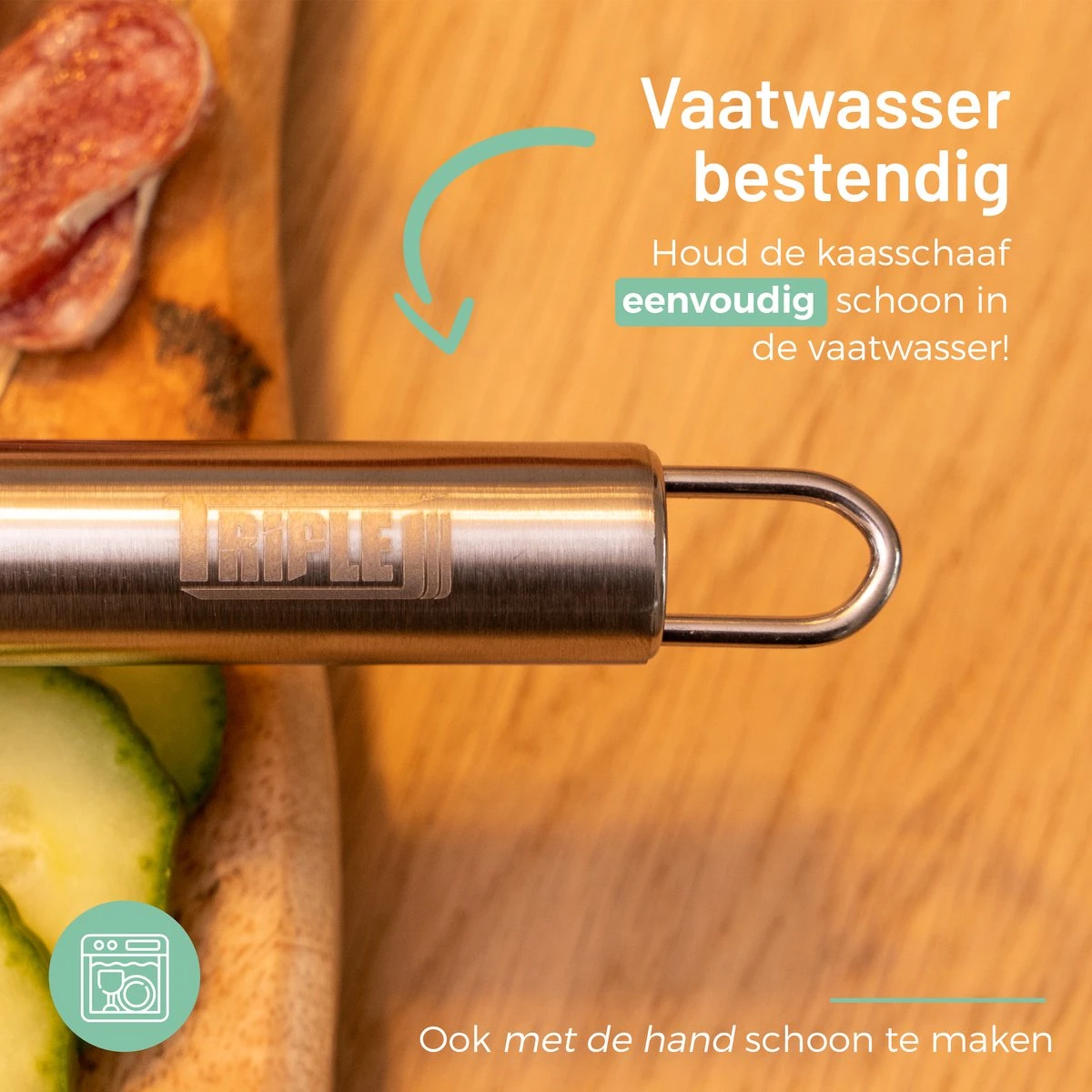 Triple J® Kaasschaaf Voor Jonge En Oude Kaas – Kaasrasp – Kaasmes – Keukengerei - RVS - Afbeelding 3