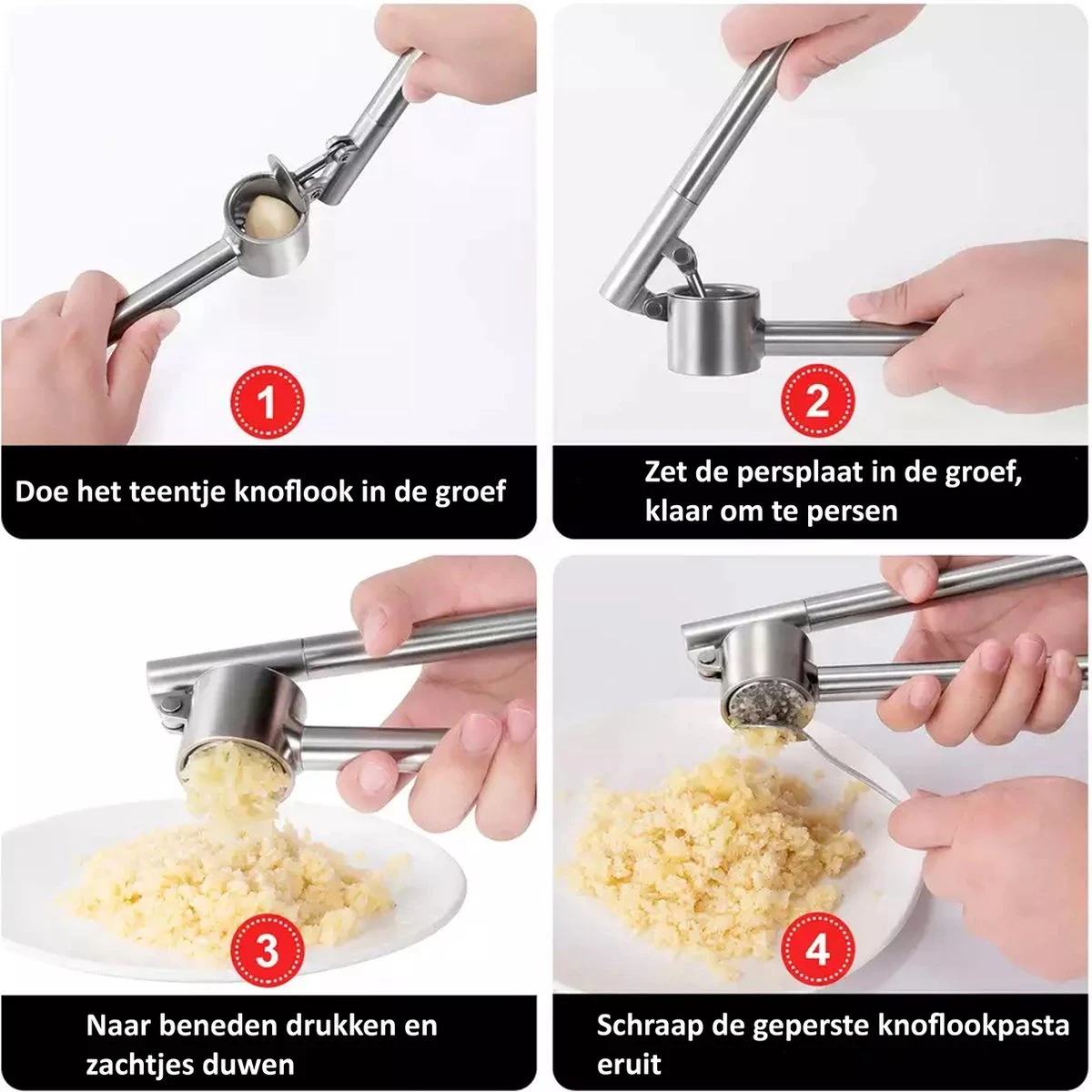Knoflookpers - Gemberpers - RVS - Vaatwasserbestendig - Hoogwaardig Roestvrijstaal - Afbeelding 8