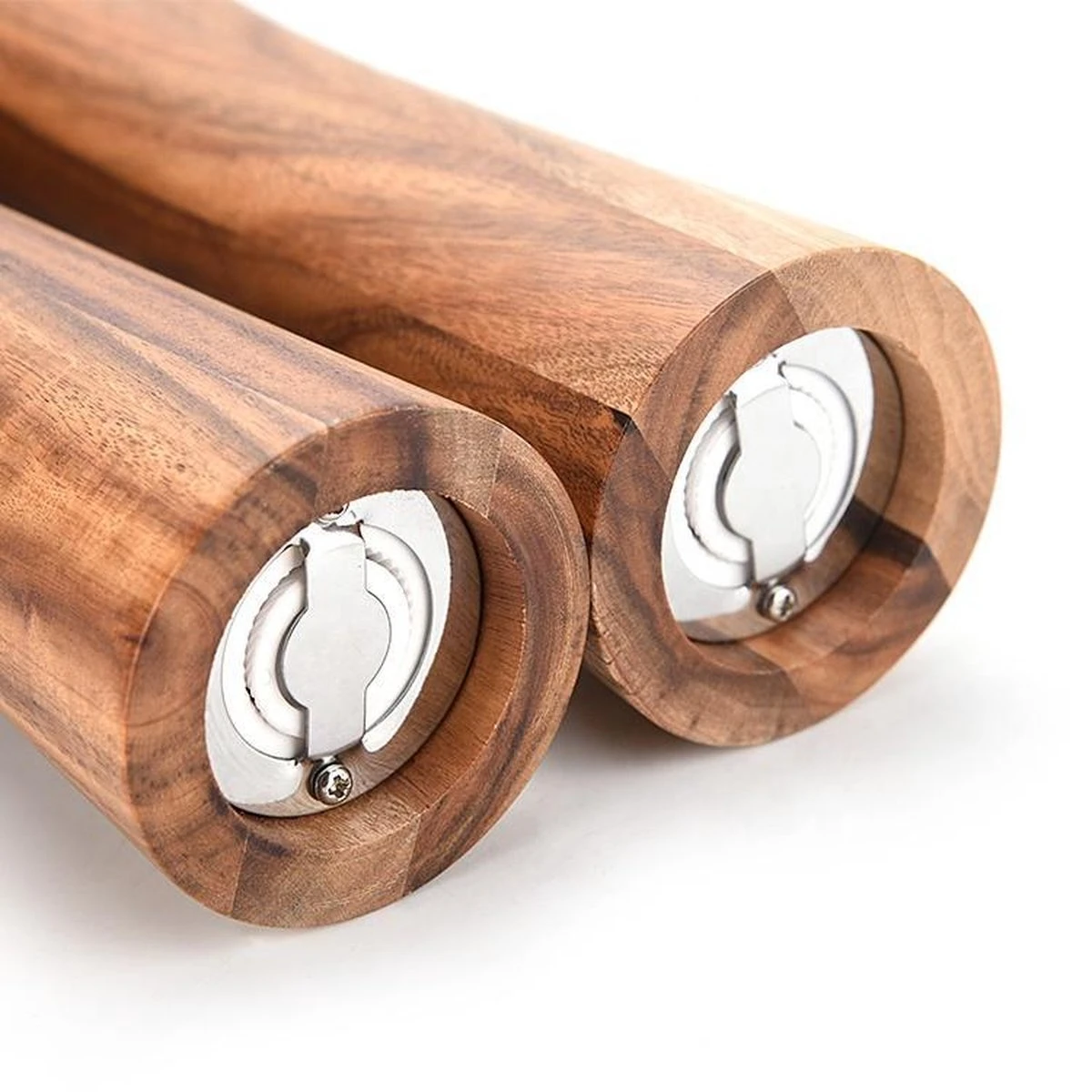 VITAMO™ Peper En Zoutmolen Set Van Acacia Hout Met Keramische Maalschijven - Grove En Fijne Maling - Instelbaar - Handmatig - Duurzaam En Tijdloos Acaciahout - Afbeelding 5