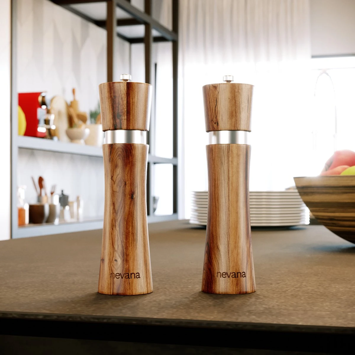 Luxe Peper En Zoutmolen Set - Pepermolen - Acacia Hout - RVS - 21cm - Afbeelding 6