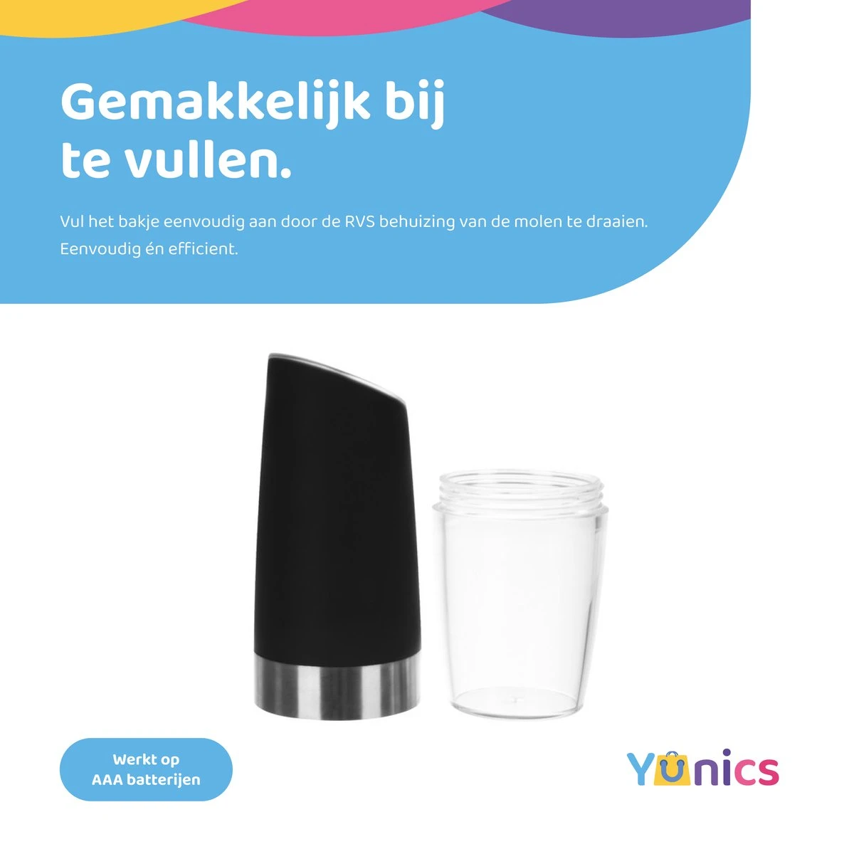 YUNICS® Elektrische Peper En Zoutmolen Set - Restaurant Kwaliteit - Pepermolen & Zoutmolen - Grofheid Verstelbaar - Set Van 2 Stuks - Afbeelding 3