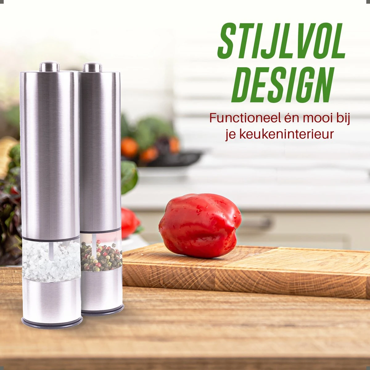 Peper En Zoutmolen Set - Elektrisch - Pepermolen - Zoutmolen - Set Van 2 Stuks - Afbeelding 2