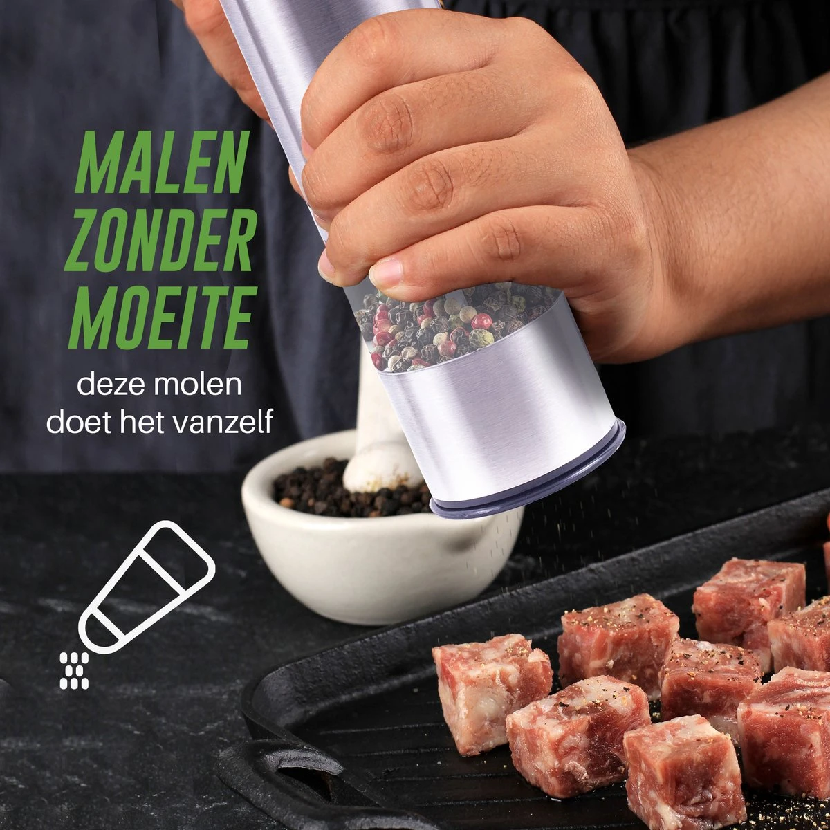 Peper En Zoutmolen Set - Elektrisch - Pepermolen - Zoutmolen - Set Van 2 Stuks - Afbeelding 4