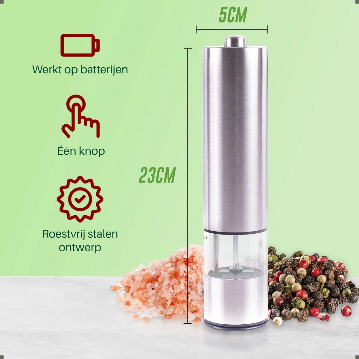 Peper En Zoutmolen Set - Elektrisch - Pepermolen - Zoutmolen - Set Van 2 Stuks - Afbeelding 6