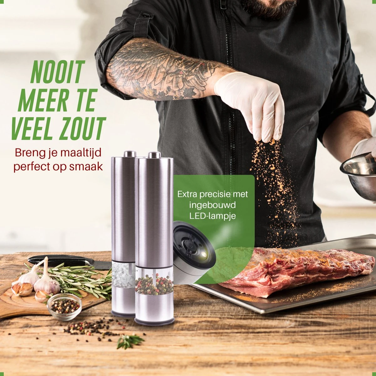 Peper En Zoutmolen Set - Elektrisch - Pepermolen - Zoutmolen - Set Van 2 Stuks - Afbeelding 9