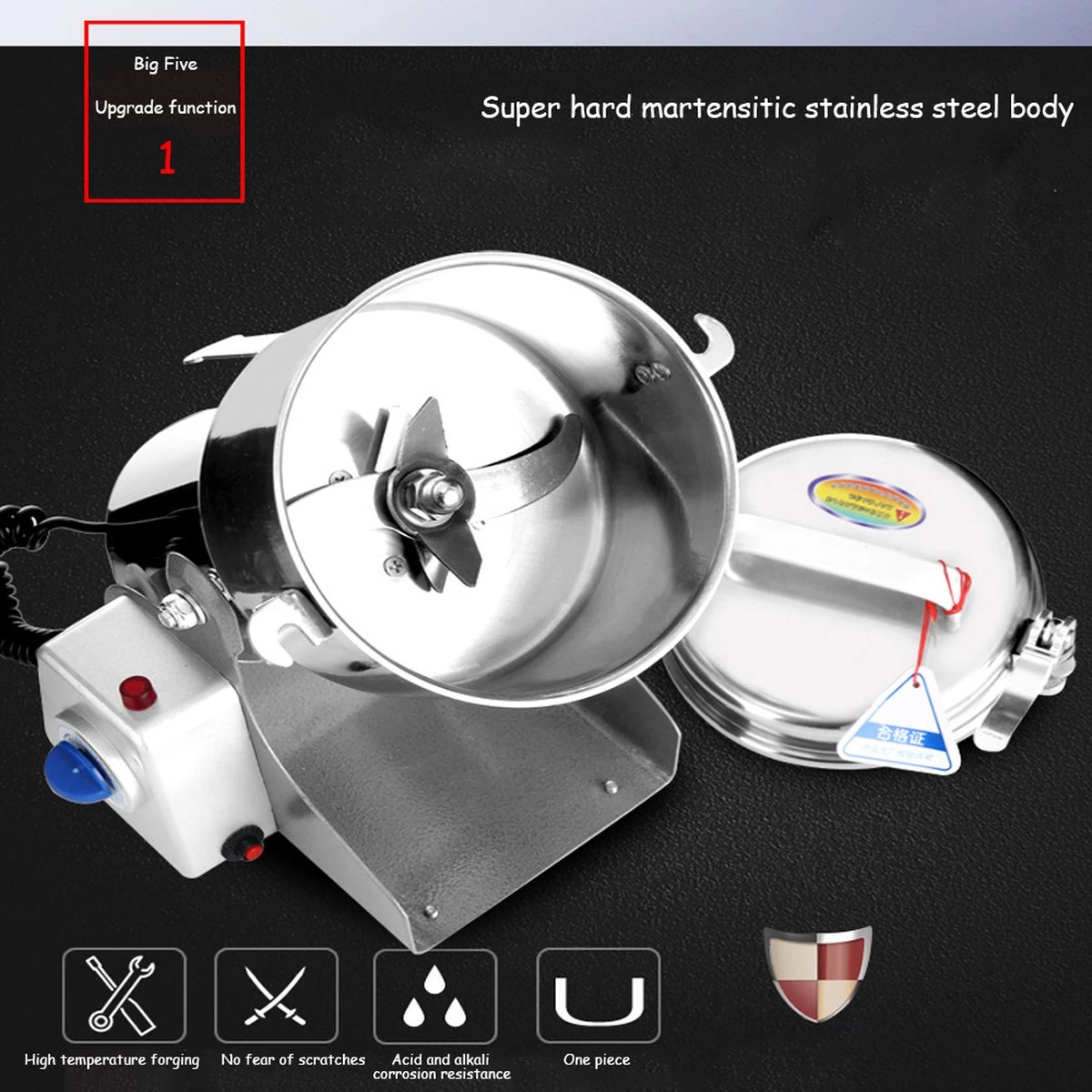 Professionele Elektrische Graanmolen - 800g Keukenmolen - Spice Grinder - Elektrische Kruidenmolen - RVS 3000W - 36000 (r/p) - Overload Protection - Afbeelding 6