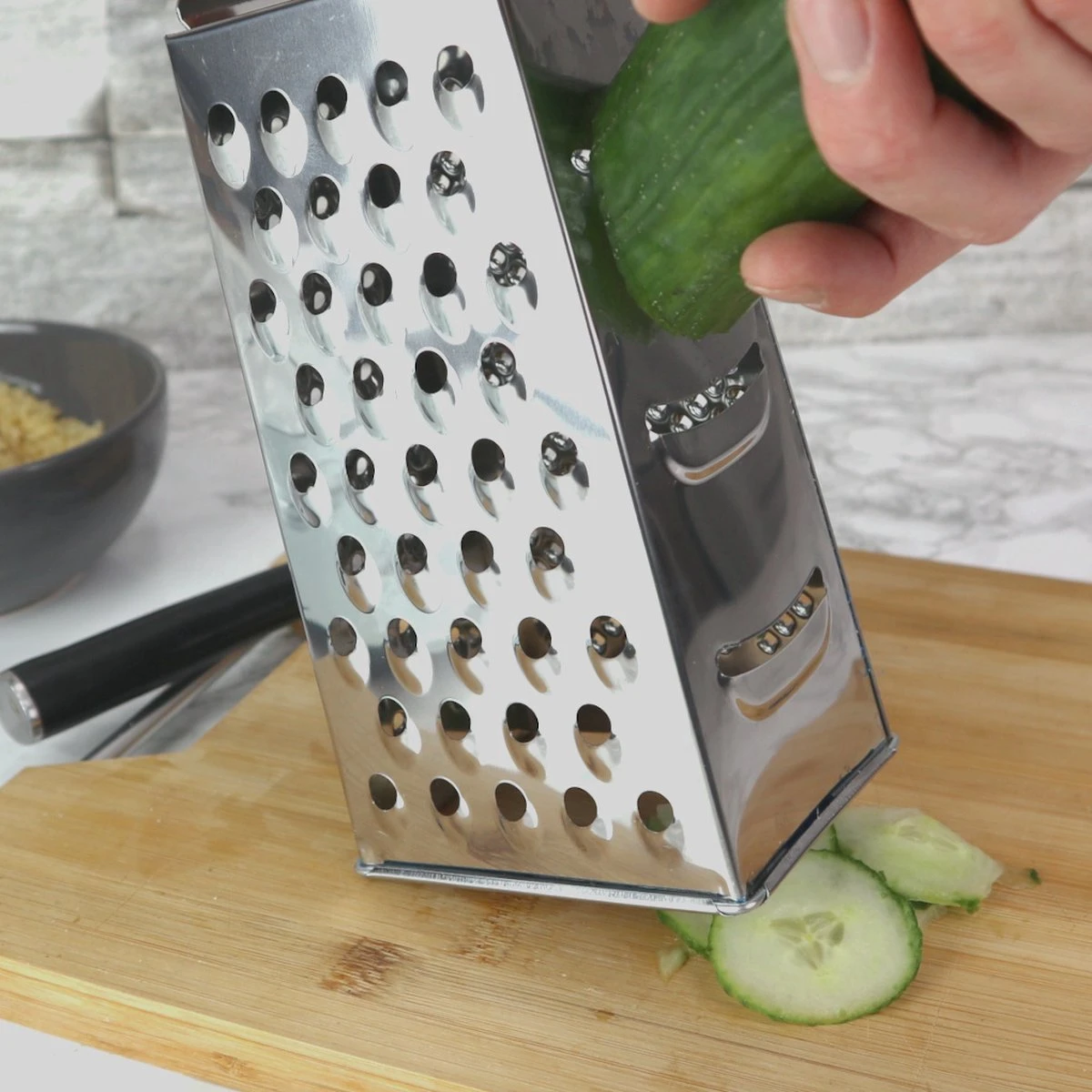 Blokrasp - RVS - Zilver - Kaas Raspen - Groente Raspen - Plakken Snijden - Messen - Blok - Afbeelding 6