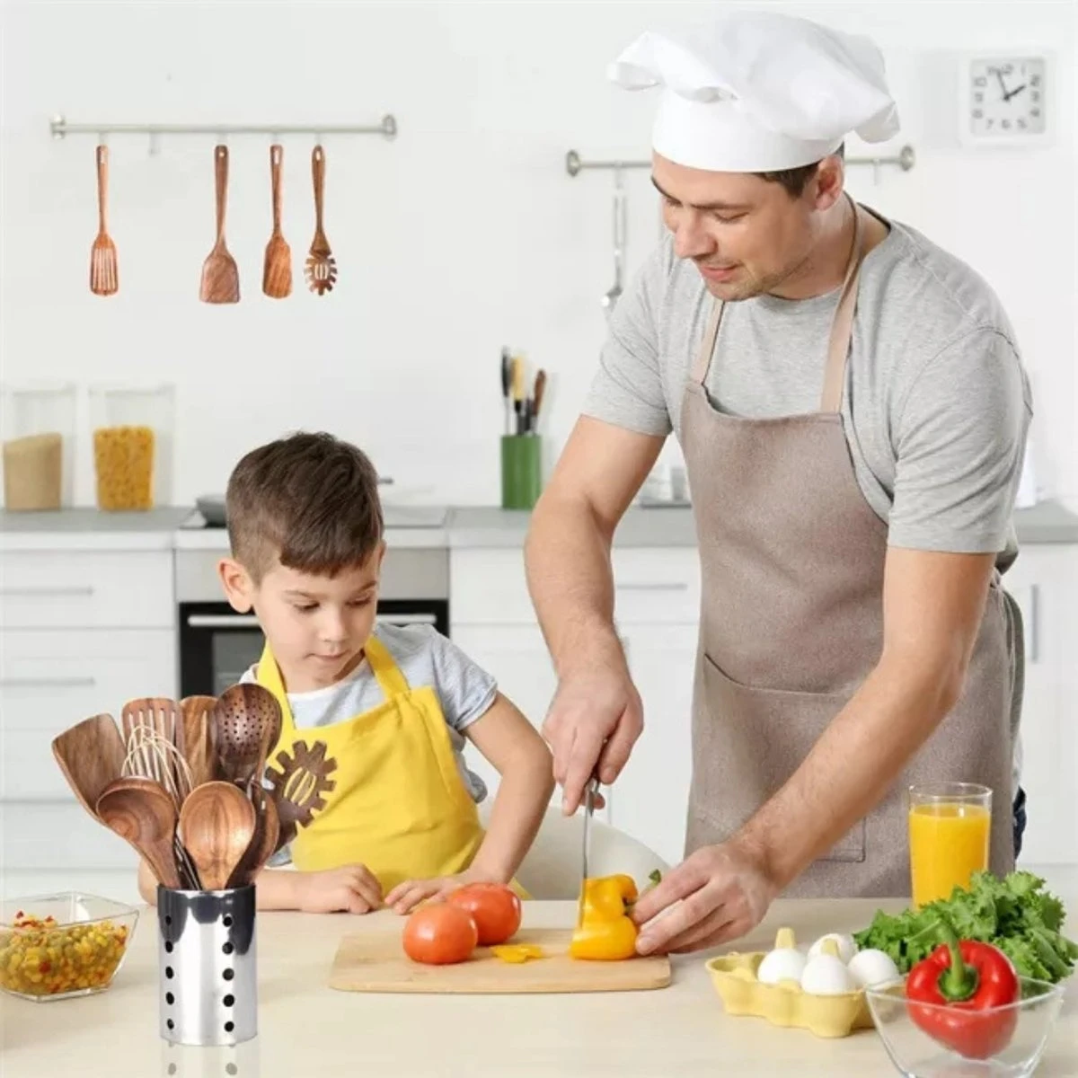 SensaHome - Luxe Teakhouten Keukengerei Set 10-delig - Hout - Afbeelding 16