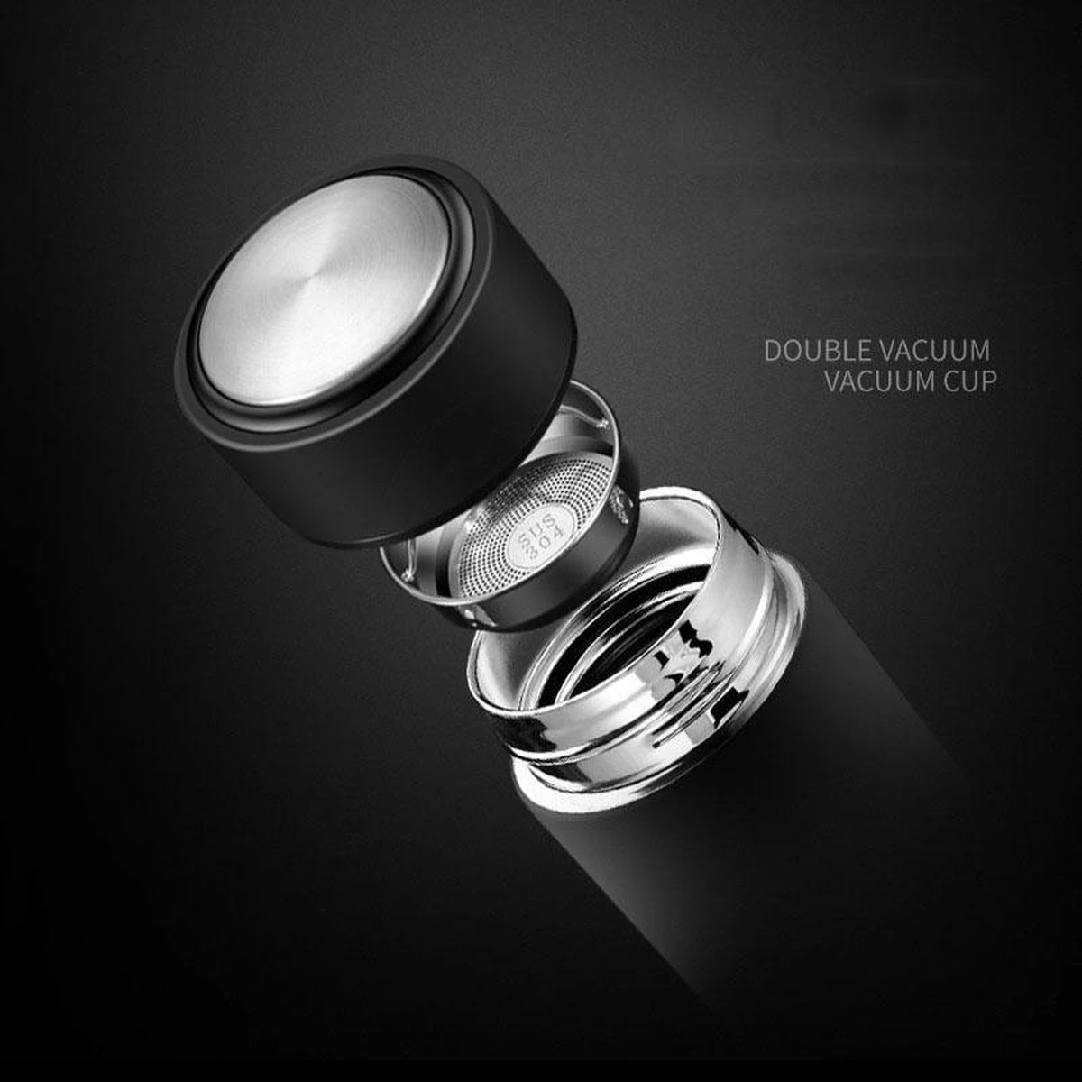 Thermosfles 500 Ml - Met Thee Filter - Mat Zwart - Afbeelding 8