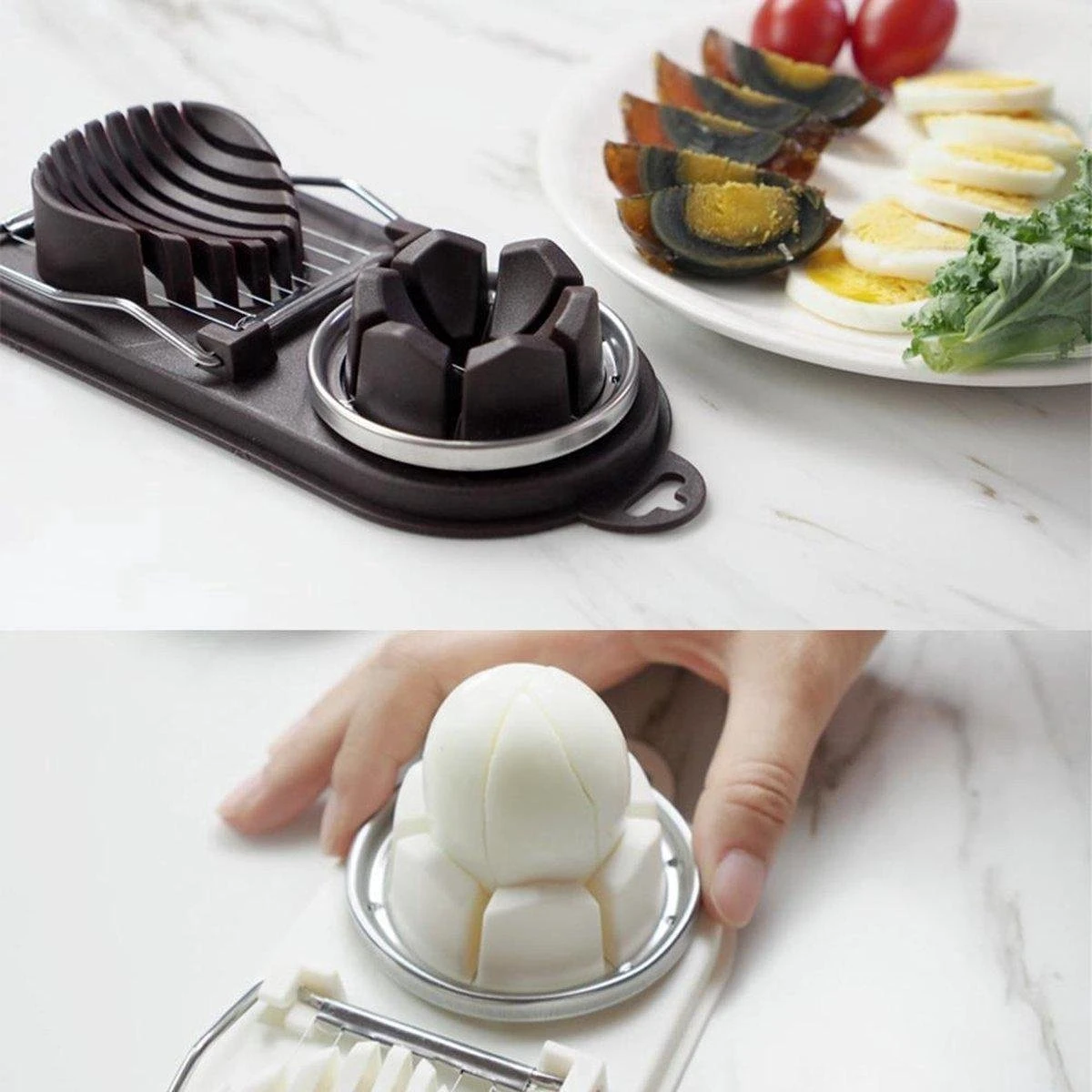 IGOODS Professionele Eiersnijder - Egg Slicer - Metalen Snijdraden - Eiersnijder - Sterke Houder - Stalen Eisnijder - Eisnijder - Ei-snijder - Ei Snijder - Drie Kleuren- Bordeaux - Afbeelding 7