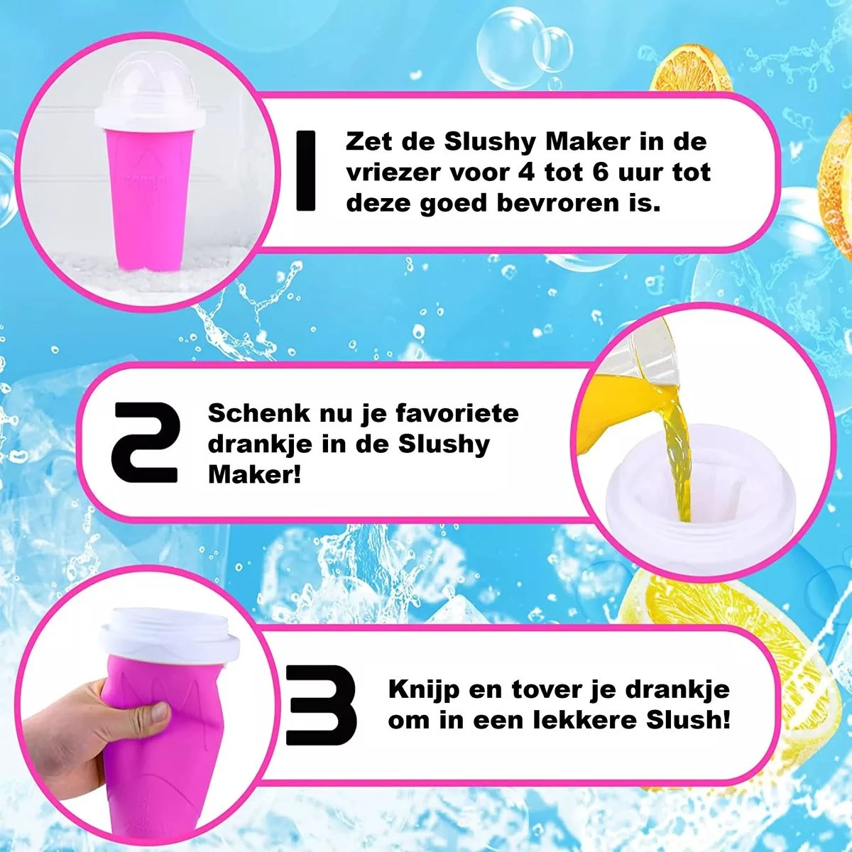 Summer Spark Slushy Maker - Slush Puppy Maker - IJscrusher - Slush Puppy Beker - Slushy Puppy Maker - Slush Puppy Machine - Slush Maker - Slushy Cup - Tiktok - Roze - Afbeelding 2