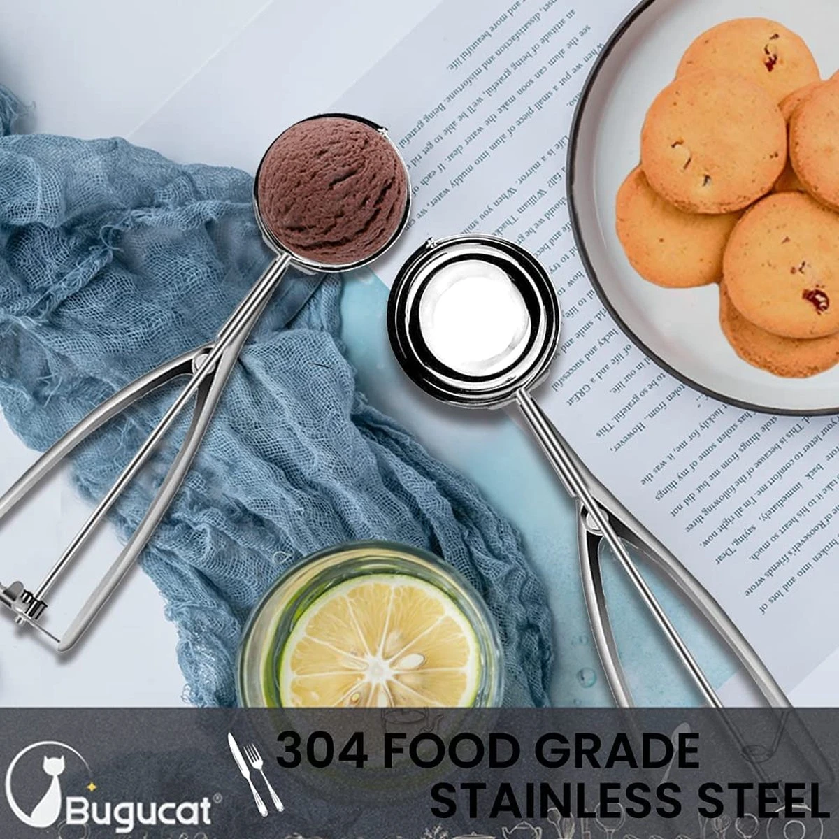 3 Stuks RVS IJsscoop – 3 Maten - 4/5/6 Cm - Met Trigger – IJsscoop - Ijsschep - Ijsjes Scheppen - Ijsboltang - Bolletjeslepel / Portioneerlepel - Scoop Voor Ijs, Fruit, Aardappelpuree - Afbeelding 4