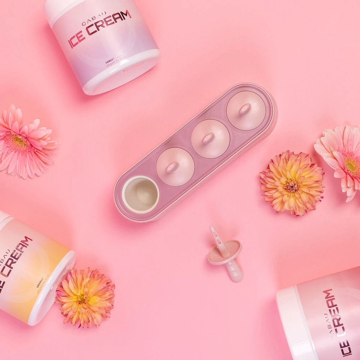 Cabau IJsjeshouder - IJslollymaker - Waterijsjes Maker - Stof- En Lekvrij - Zachte Siliconen - 4 Ijsjes - Perfect Voor De Cabau High Protein Ice Cream - Afbeelding 7