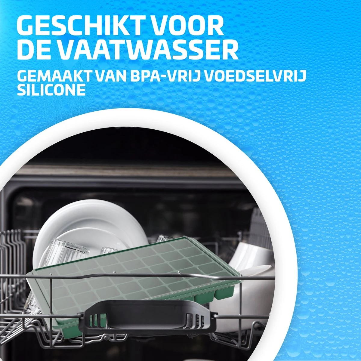 Nince Siliconen IJsblokjesvorm Met Deksel (2 Stuks) - 80 Ijsblokjes - BPA Vrij - Blauw En Grijs - Afbeelding 4