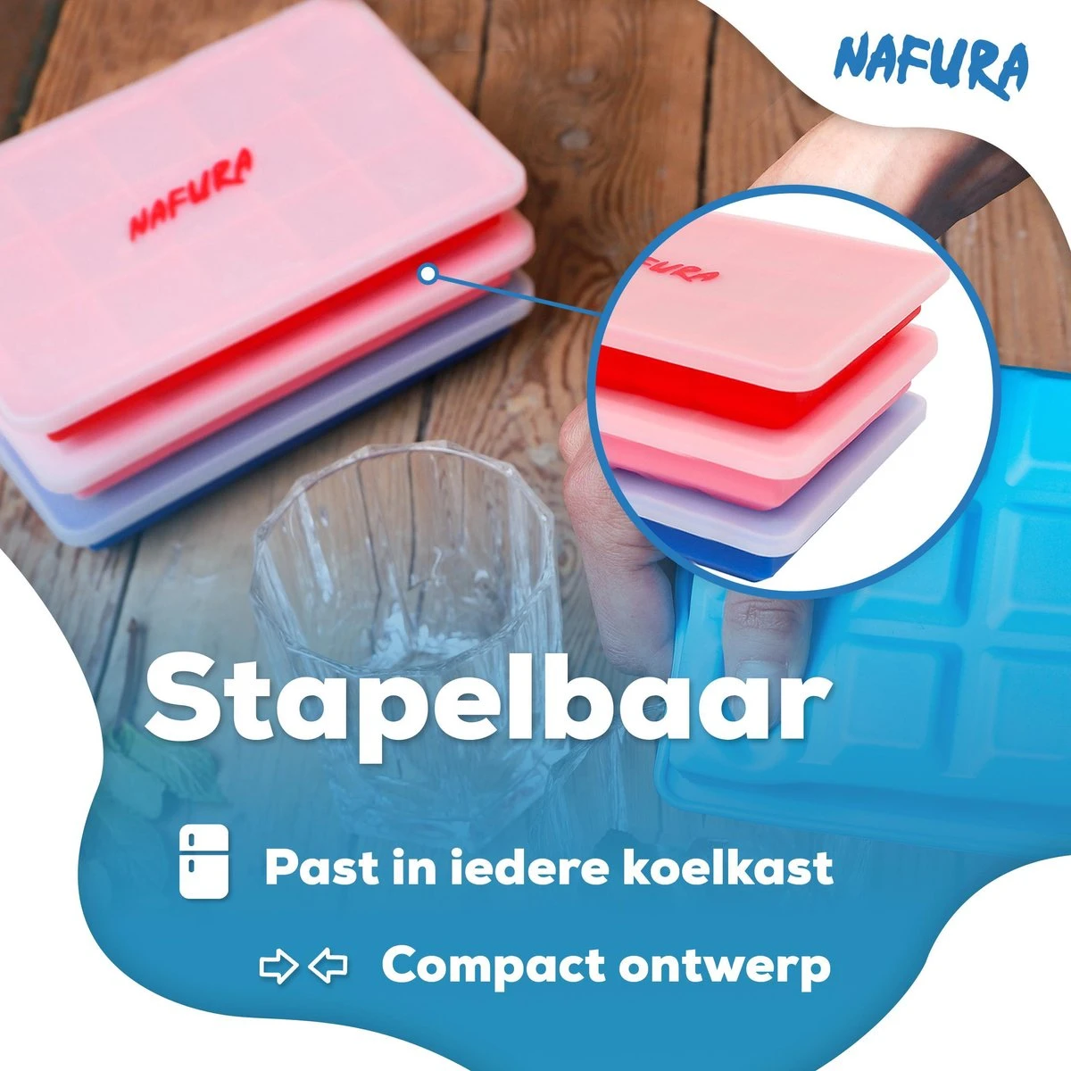 Nafura® Siliconen IJsblokjesvorm Met Deksel (4 Stuks) – IJsvormpjes Maker – IJsklontjes Vorm - Herbruikbaar – BPA Vrij - Vierkant - Afbeelding 6