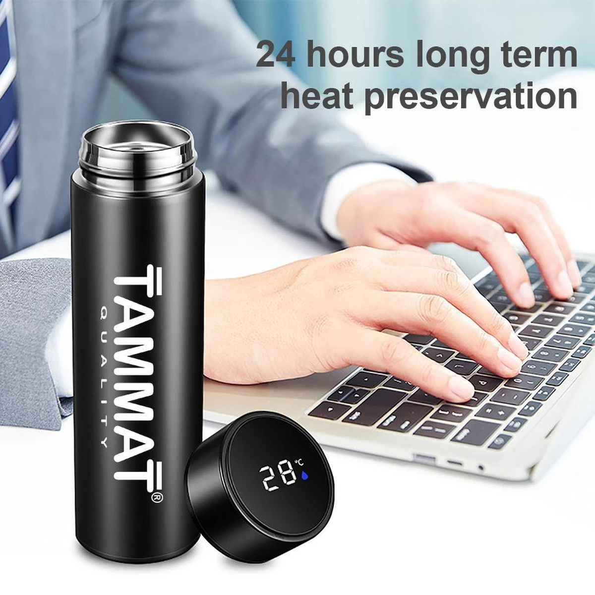 Slimme Thermosfles Met LCD Temperatuur Display - Curver Isolatiefles 0,5 Liter - Dubbelwandige Thermosfles - Thermosbeker - Isoleerfles - Thermoskan - Travel Mug - Bidon Drinkfles - Koffiebeker - Drinkflessen - RVS - Smart Thermos - Metaal - Afbeelding 17