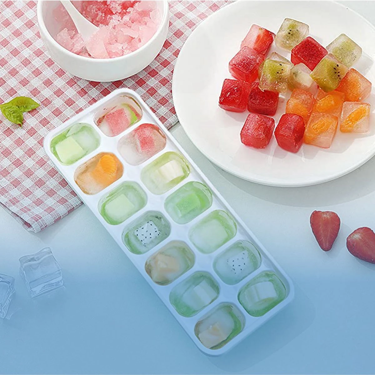 IJsblokjesvorm Siliconen Met Deksel - 3 Stuks- IJsvormpjes, Herbruikbaar - IJsblokjesmaken Zonder Morsen, BPA Vrij - Afbeelding 2