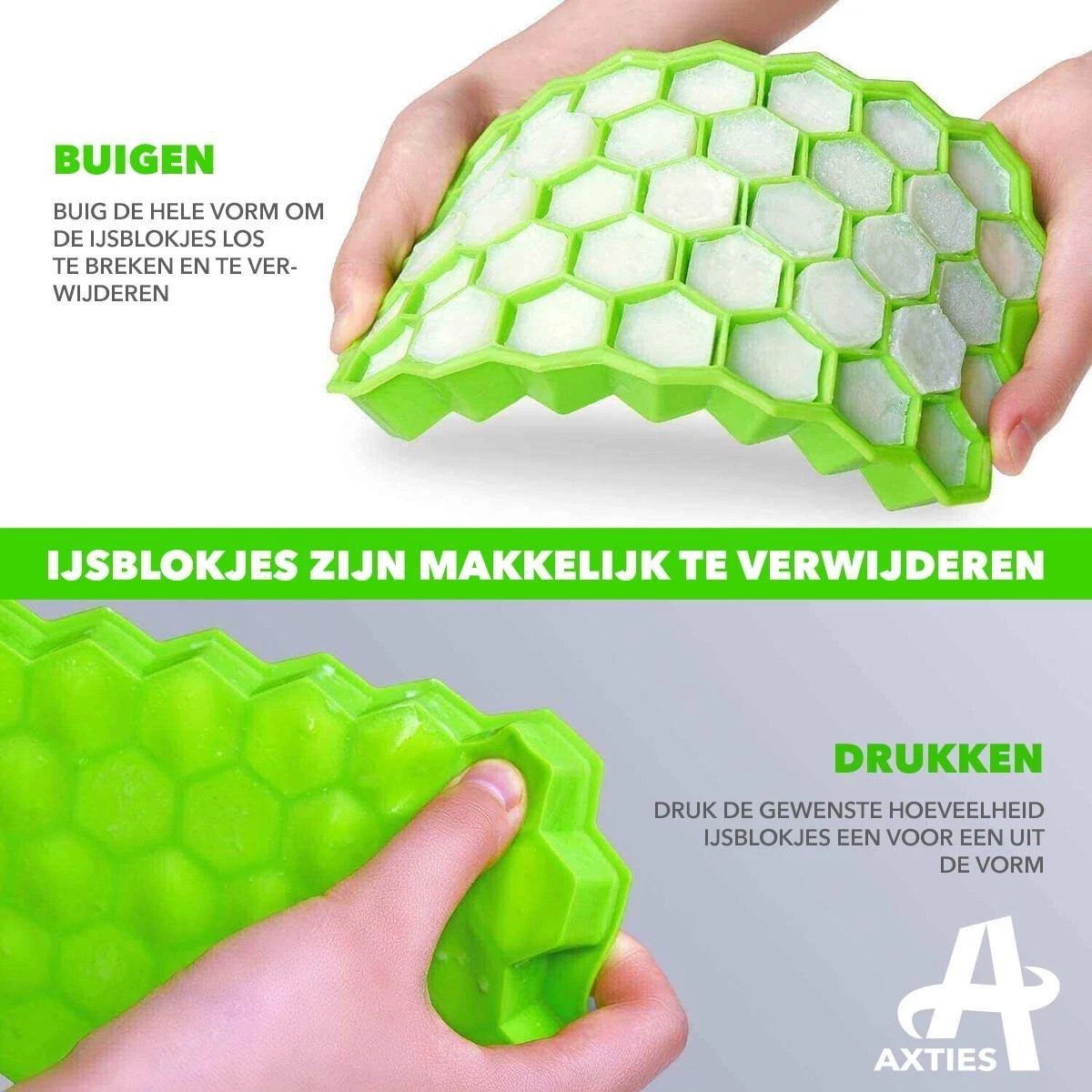 Axties - IJsblokjesvorm Met Deksel - Siliconen - Multicolor - 4 Stuks - Afbeelding 5
