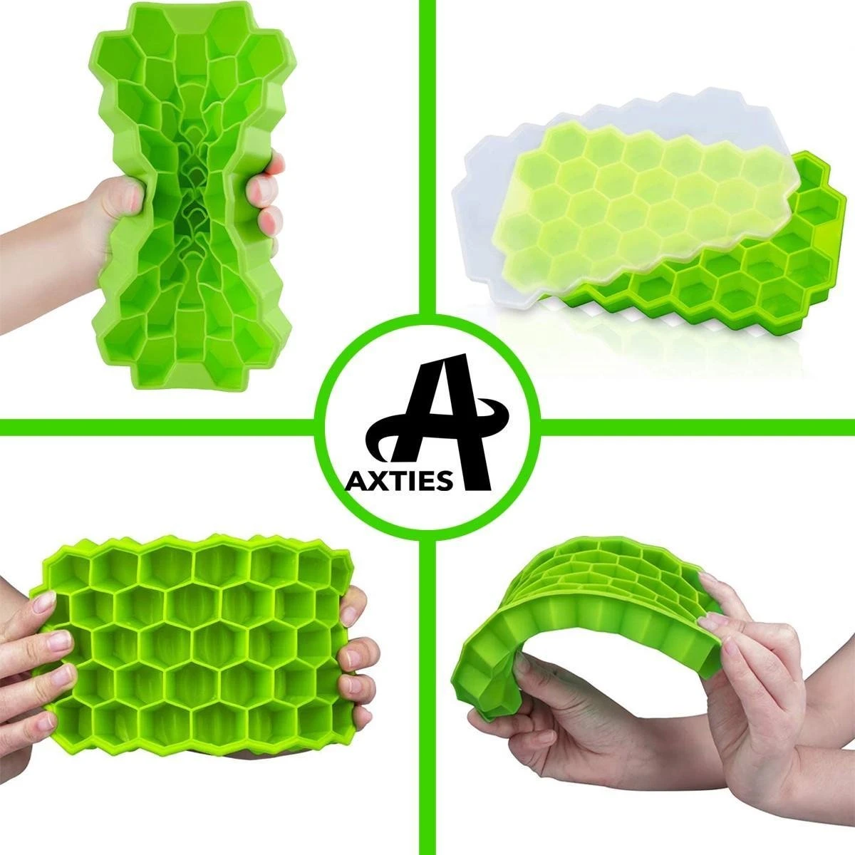 Axties - IJsblokjesvorm Met Deksel - Siliconen - Multicolor - 4 Stuks - Afbeelding 6