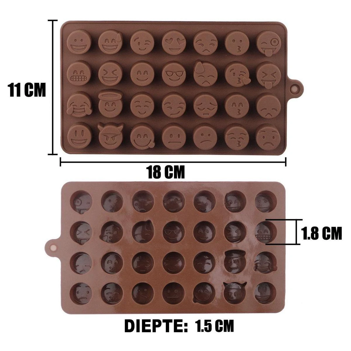 Merkloos Duo Pakket Ijsblokjes - 2 Stuks Chocoladevorm Voor Emoji - Grappige Gezichtjes Vorm - Emoticons Mal - Siliconen Emoji Mal - Holy Moldy - Afbeelding 2