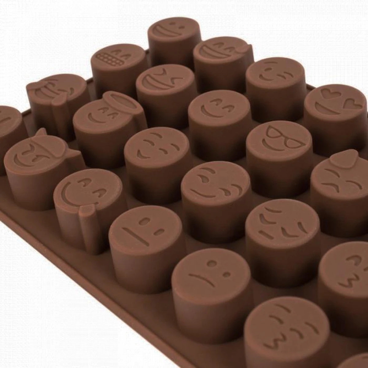 Merkloos Duo Pakket Ijsblokjes - 2 Stuks Chocoladevorm Voor Emoji - Grappige Gezichtjes Vorm - Emoticons Mal - Siliconen Emoji Mal - Holy Moldy - Afbeelding 3