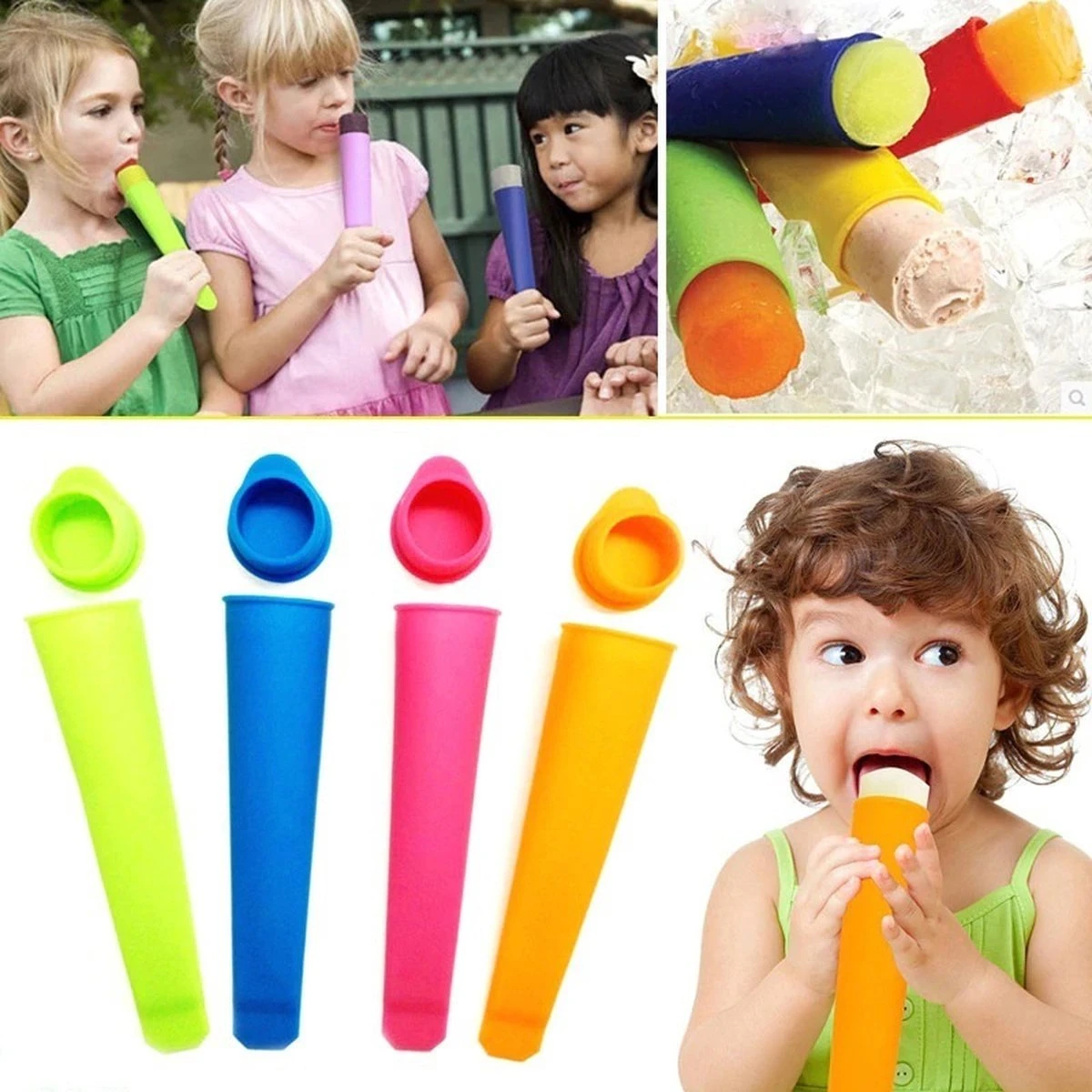 Siliconen Waterijs Vormen (Set 4 Stuks) - Icelolly Pop – IJslolly – IJsvormpje - IJsstokjes - Zelf IJs Maken – Popmaker – Ice Molds – Calippo IJs - Afbeelding 2
