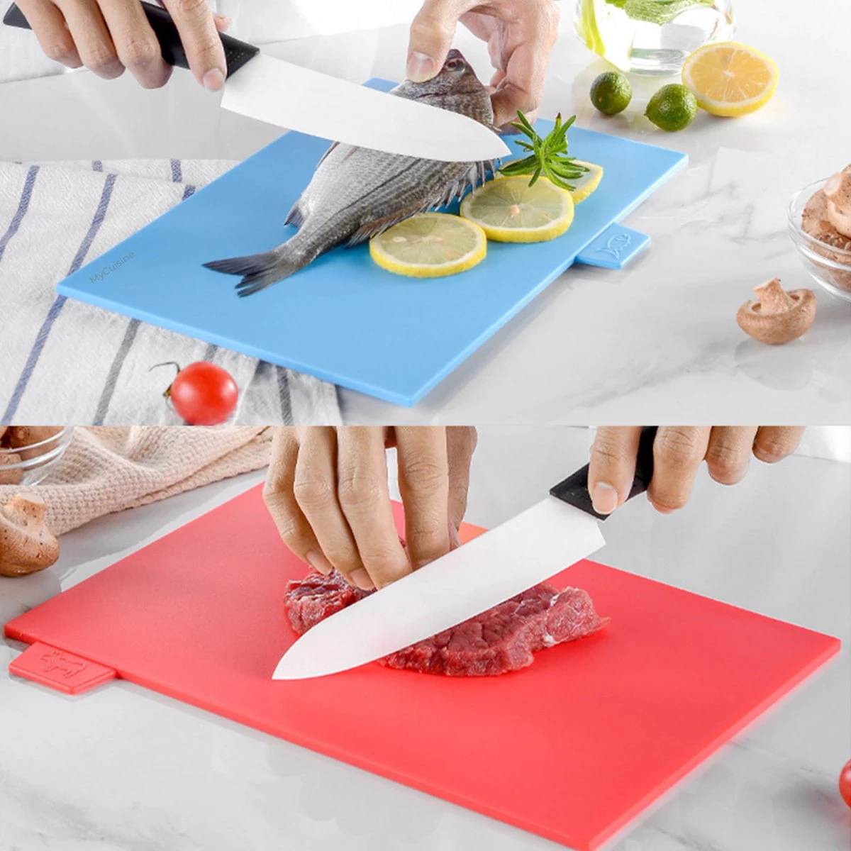 MyCuisine - Snijplankenset Met Houder - 4 Stuks - Snijplanken - Keuken Accessoires - Snijplank - 30 X 22,3 X 0,5 Cm - Kunststof - Zwart - Afbeelding 5