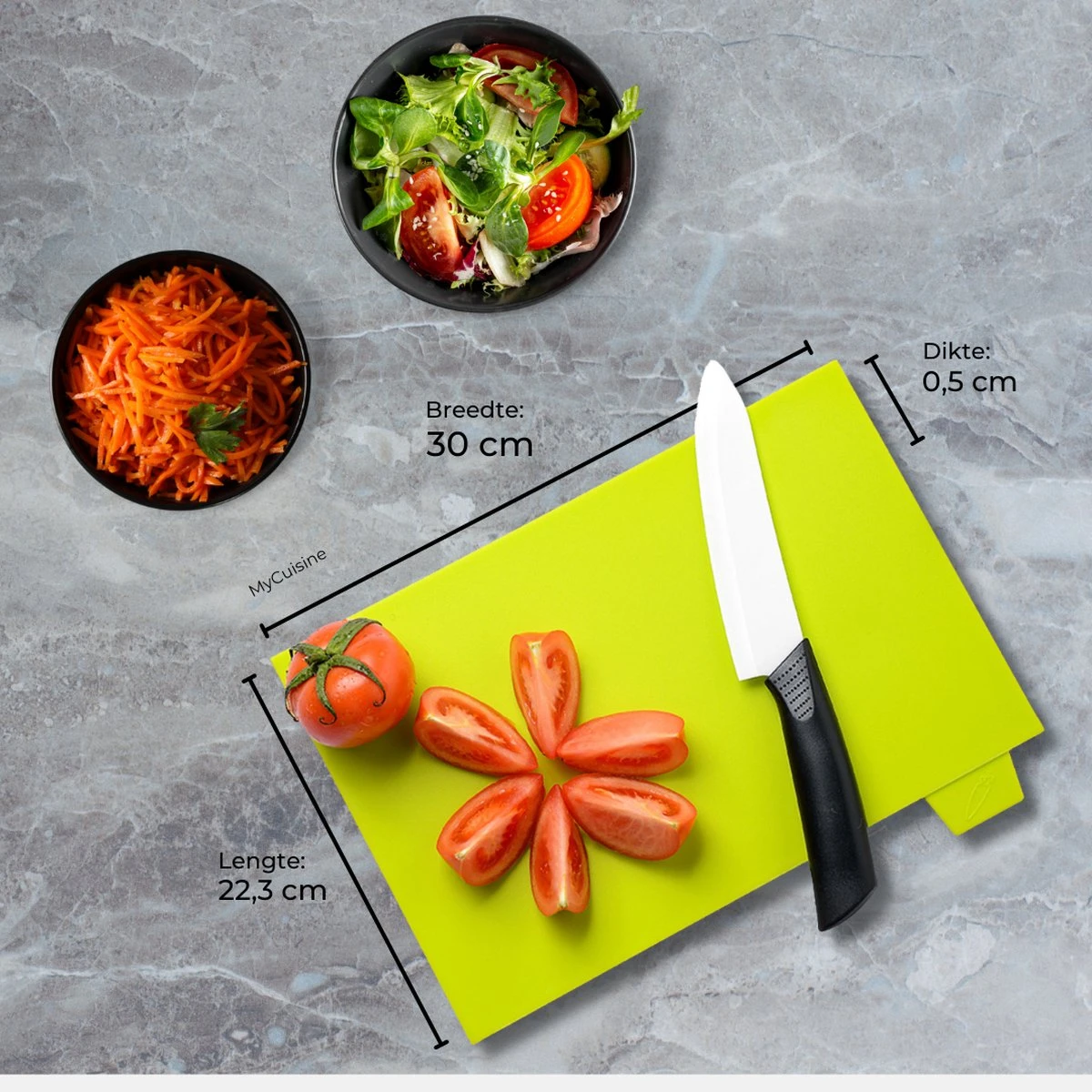 MyCuisine - Snijplankenset Met Houder - 4 Stuks - Snijplanken - Keuken Accessoires - Snijplank - 30 X 22,3 X 0,5 Cm - Kunststof - Zwart - Afbeelding 7