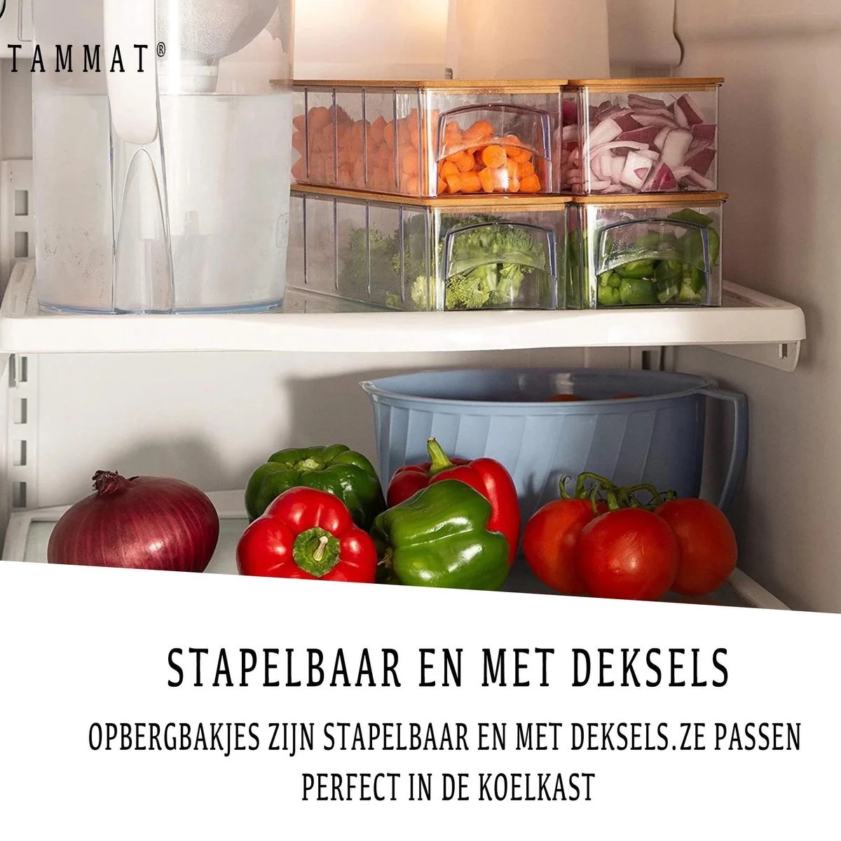 TammaT® Snijplank Hout - Met Opvangbakken - Bamboe Snijplank - Met Rasp - Stapelbaar Voorraadbakjes - Keuken Accessoires - Groentesnijder - Snijplank Hout - BBQ - Afbeelding 2