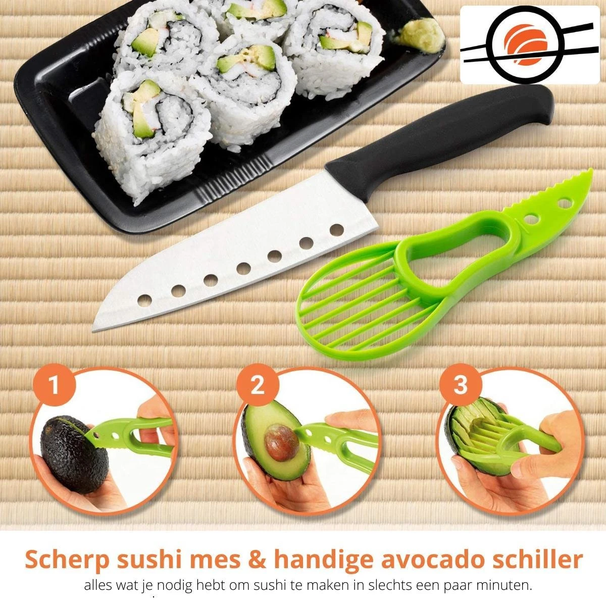 XXL Sushi Set - Sushi Maken- Sushi Maker - Milieuvriendelijk - Sushi Bazooka Kit - Inclusief Online Sushi Kookboek En Avocado Snijder - Wit - Afbeelding 5