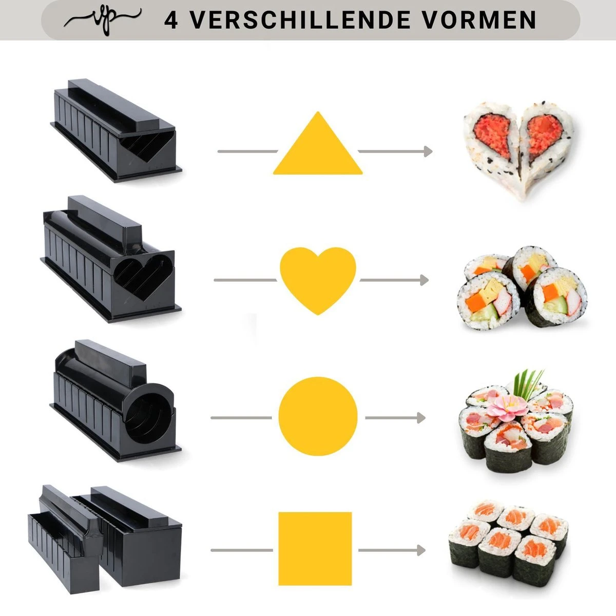 Merkloos Sushi Set 11 Delig - Sushi Maker - Sushi Set - Sushi Kit - Verschillende Vormen - Sushi Maken - - Afbeelding 3