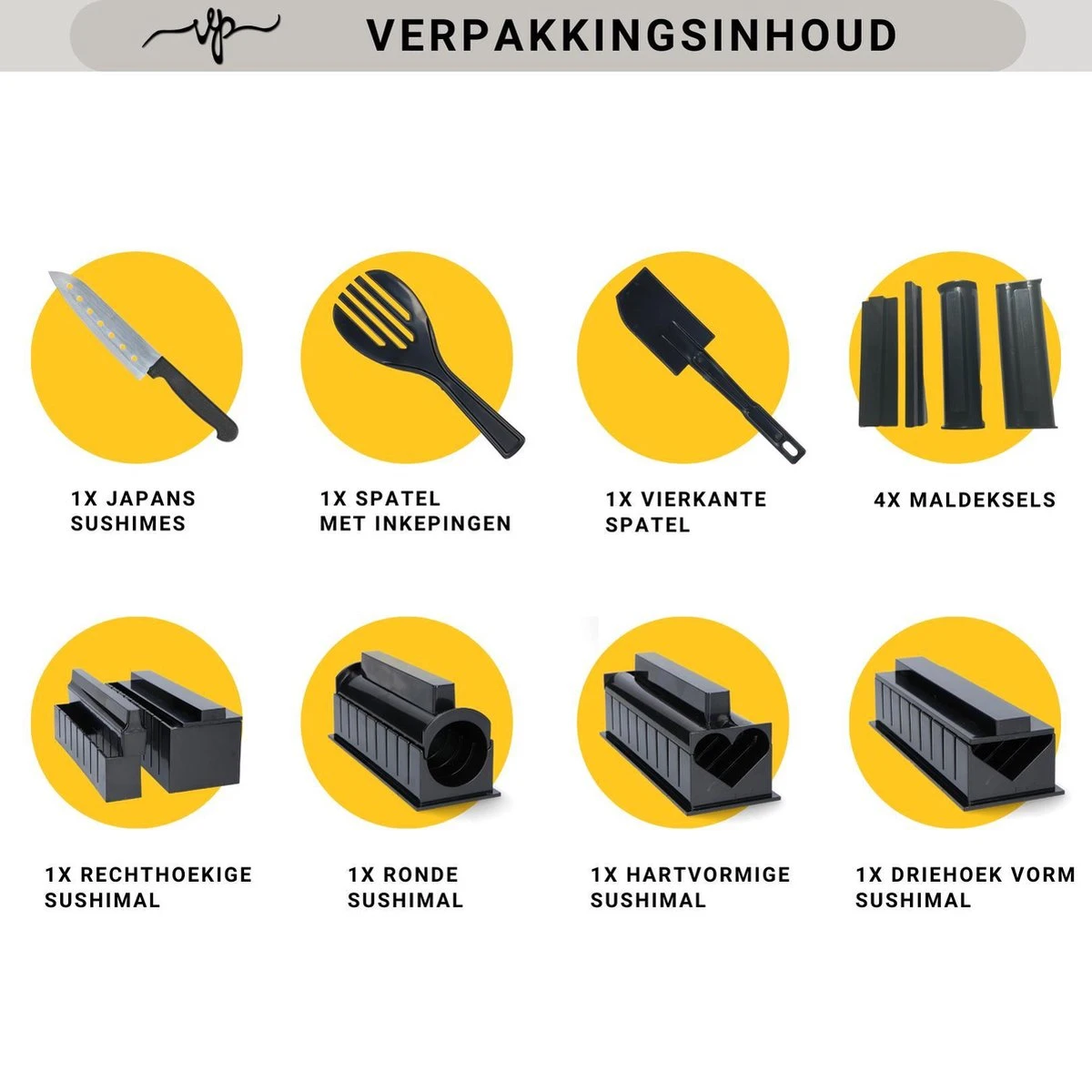 Merkloos Sushi Set 11 Delig - Sushi Maker - Sushi Set - Sushi Kit - Verschillende Vormen - Sushi Maken - - Afbeelding 4