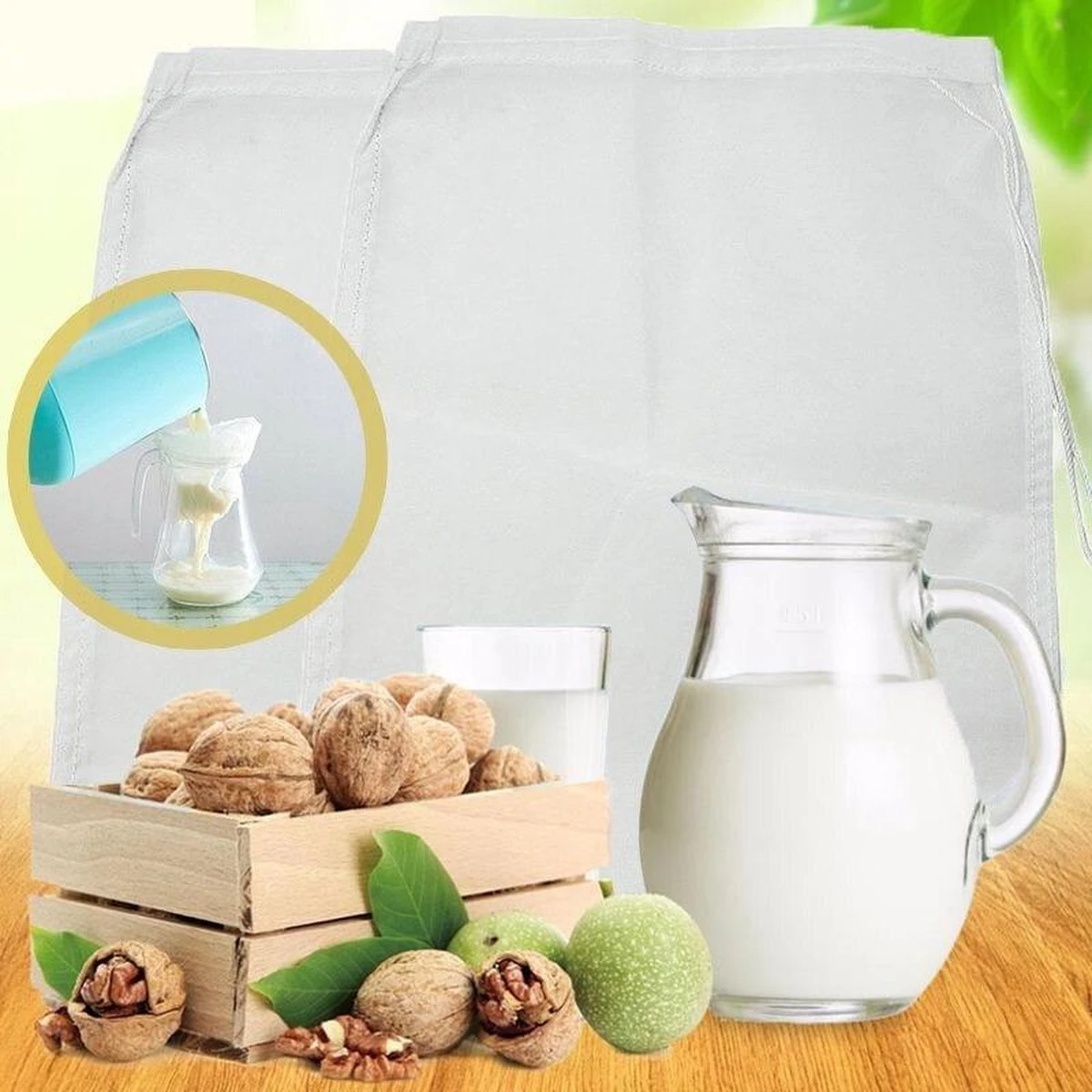 Kaasdoek - Passeerdoek - Neteldoek - Passeerzeef - Notenmelkzak - Zeefdoek - 200 Mesh - 20x30 Cm - Afbeelding 4