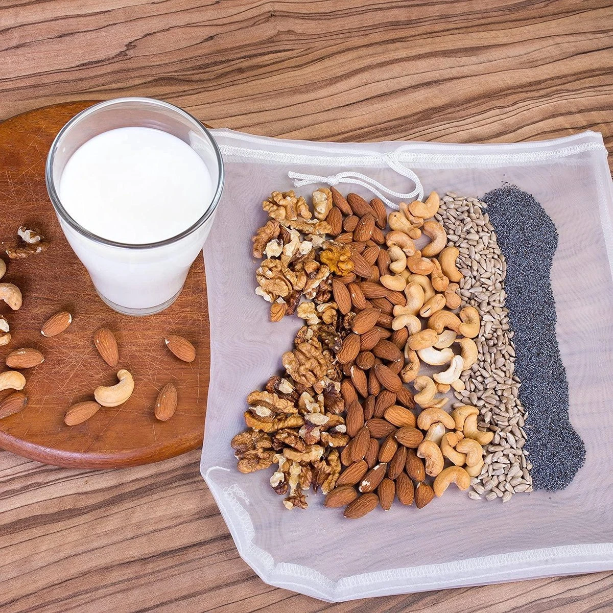 Merkloos Notenmelkzak - Zeefzak - Passeerdoek - Makkelijk Reinigen - Kaasdoek - Sneldrogend - Zeef Voor Smoothies - Smoothies Maken - Anti-schimmel - 30 X 45 Cm - Afbeelding 4
