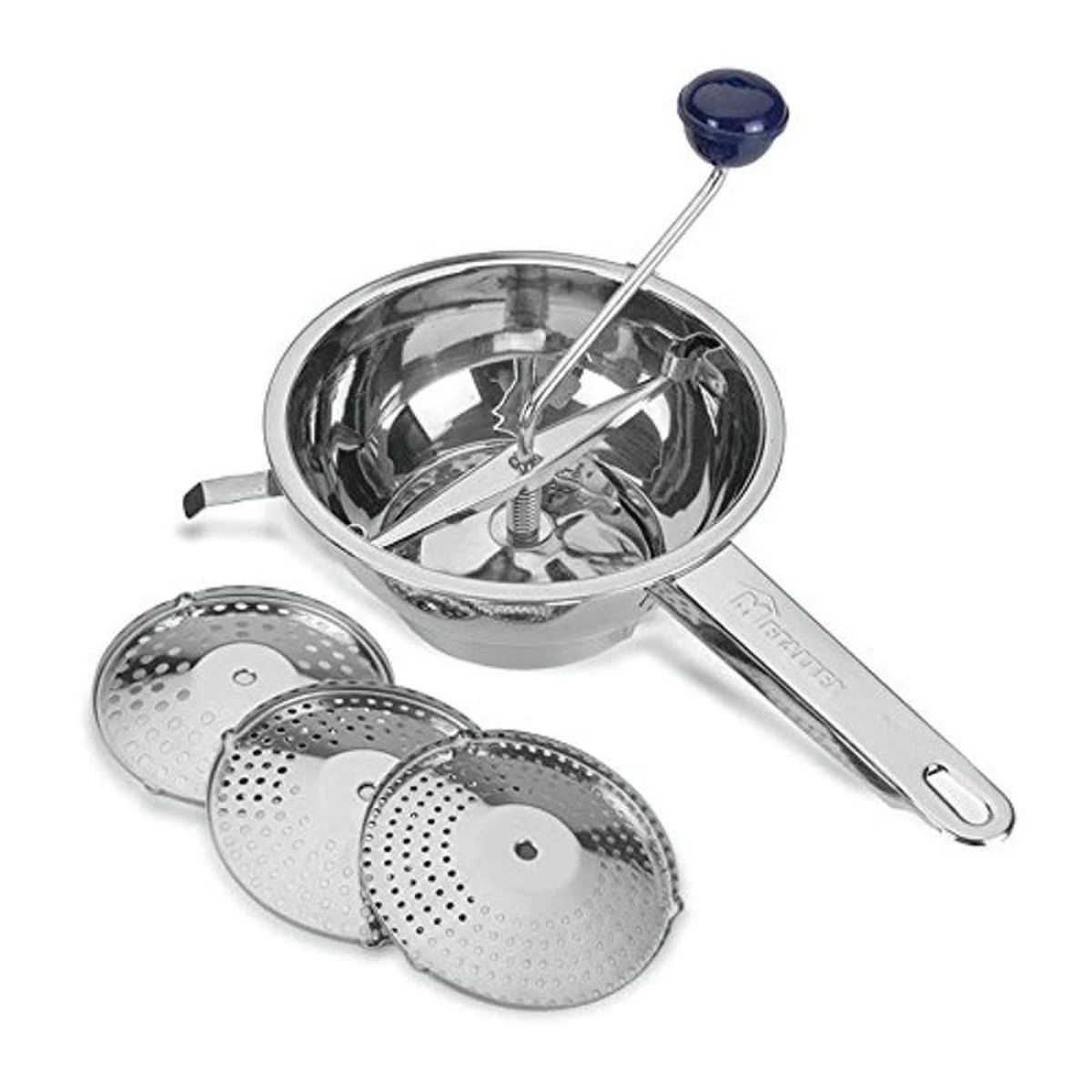 Tomado Metaltex - Passeerzeef / Roerzeef / Draaizeef / Passe-vite - 24cm - Incl. 3 Roosters - Roestvrijstaal - Afbeelding 3