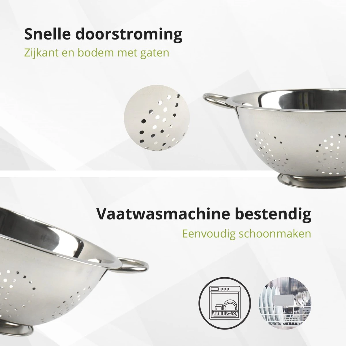 Veluw Vergiet RVS - Op Voet - 2 Grepen - Ø34 X (H)16cm - Keukengerei - Zeven - Afbeelding 6