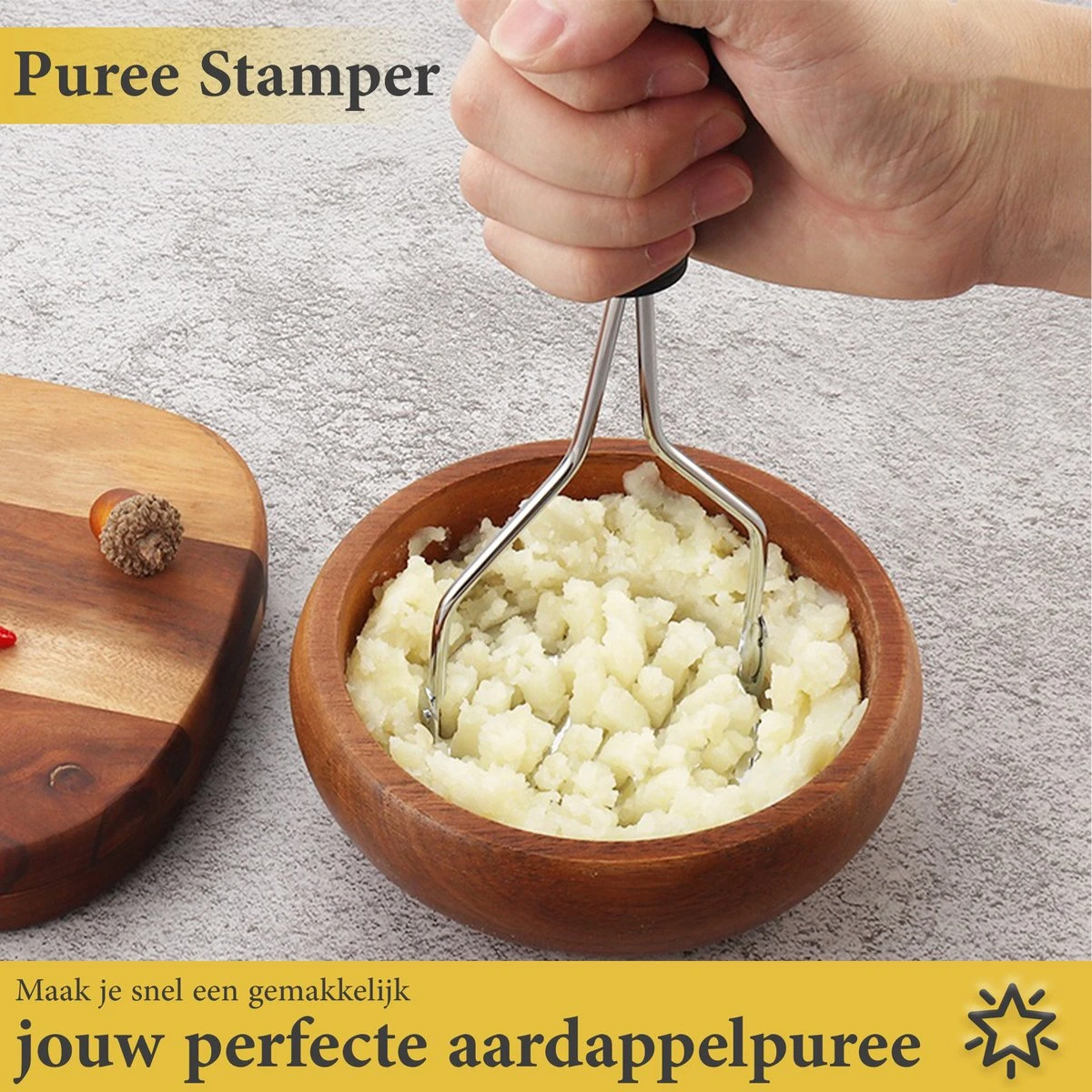 ProudProducts - Aardappelstamper – Pureestamper - RVS - Afbeelding 2