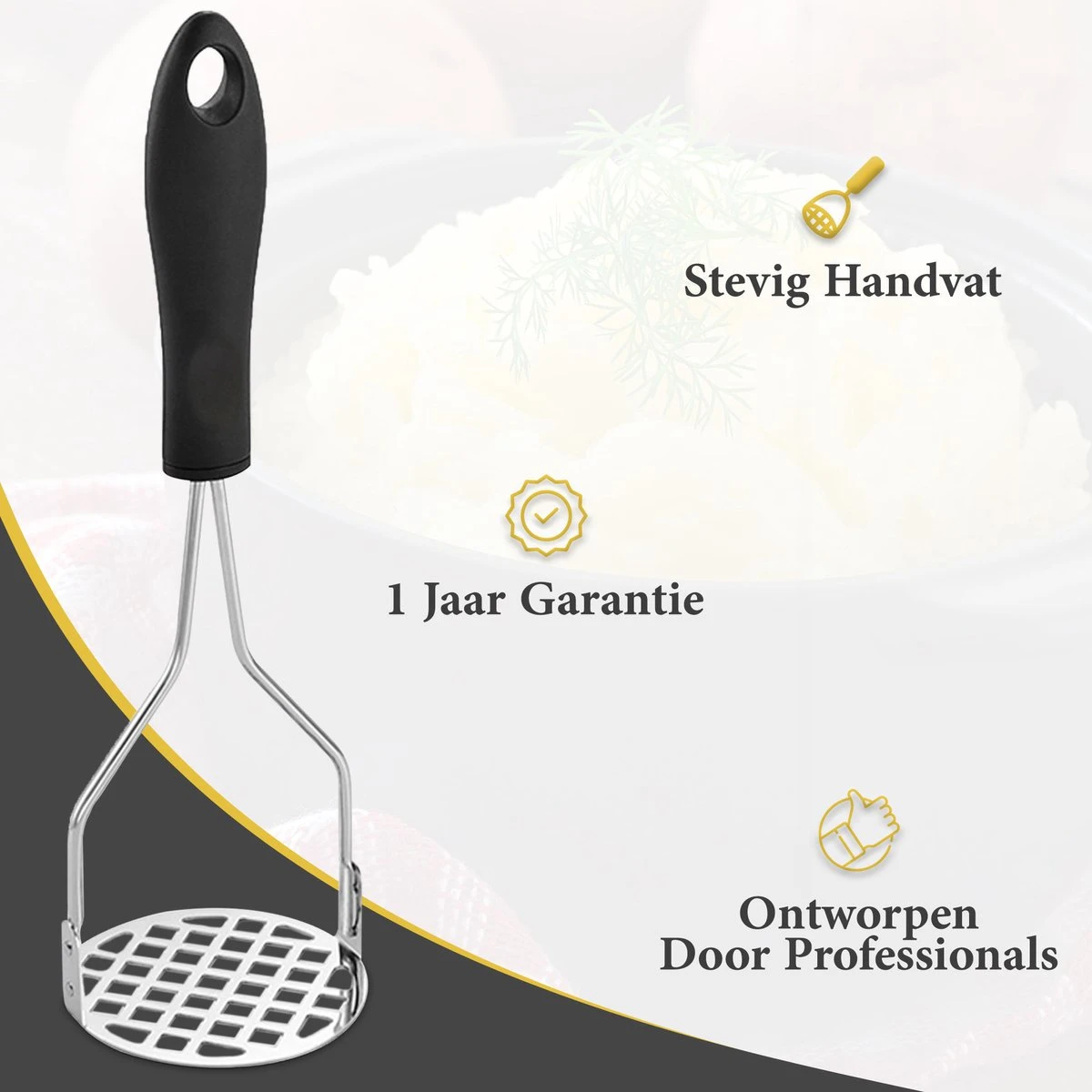 ProudProducts - Aardappelstamper – Pureestamper - RVS - Afbeelding 4