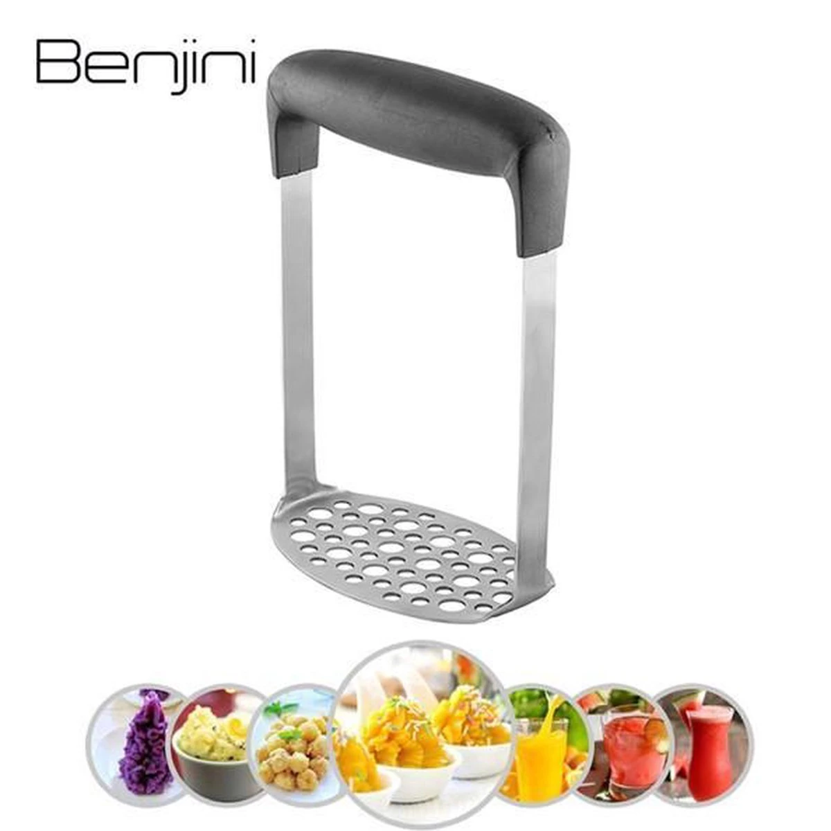 Aardappelstamper | Professioneel | Stamper | Pureestamper | Potato Masher | Pureerder | Stamppot Stamper | Matt Steel | Horizontale Handgreep | Professioneel | Ergonomische Handgreep | Handmatig | Vaatwasserbestendig - Afbeelding 2