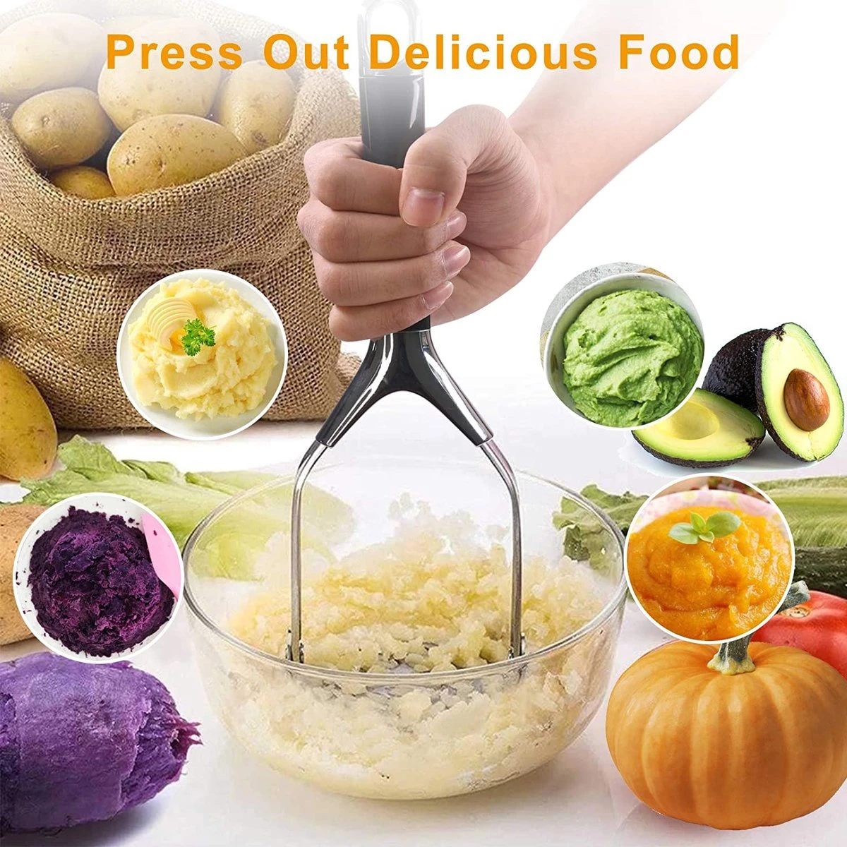 BOTC Aardappelstamper - Pureestamper - Stampot Stamper - Aardappelstamper - Opvouwbaar - Afbeelding 6