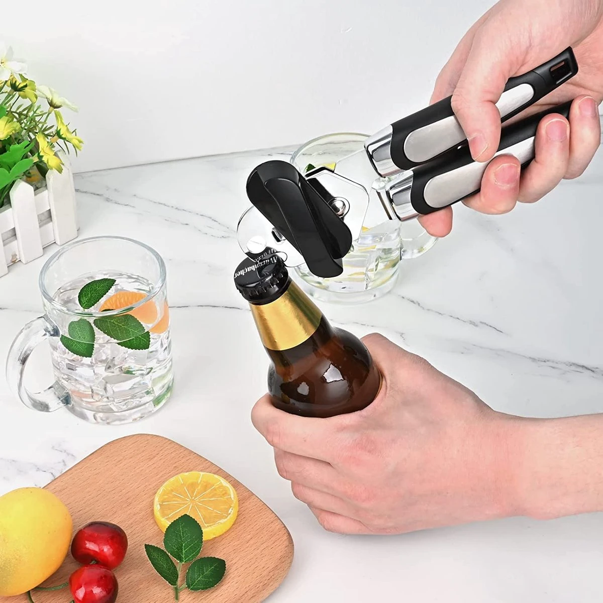 Malony RVS Blikopener - Flesopener - Bieropener - Opener - Stevig Handvat - Vaatwasser Bestendig - Zwart - Afbeelding 3