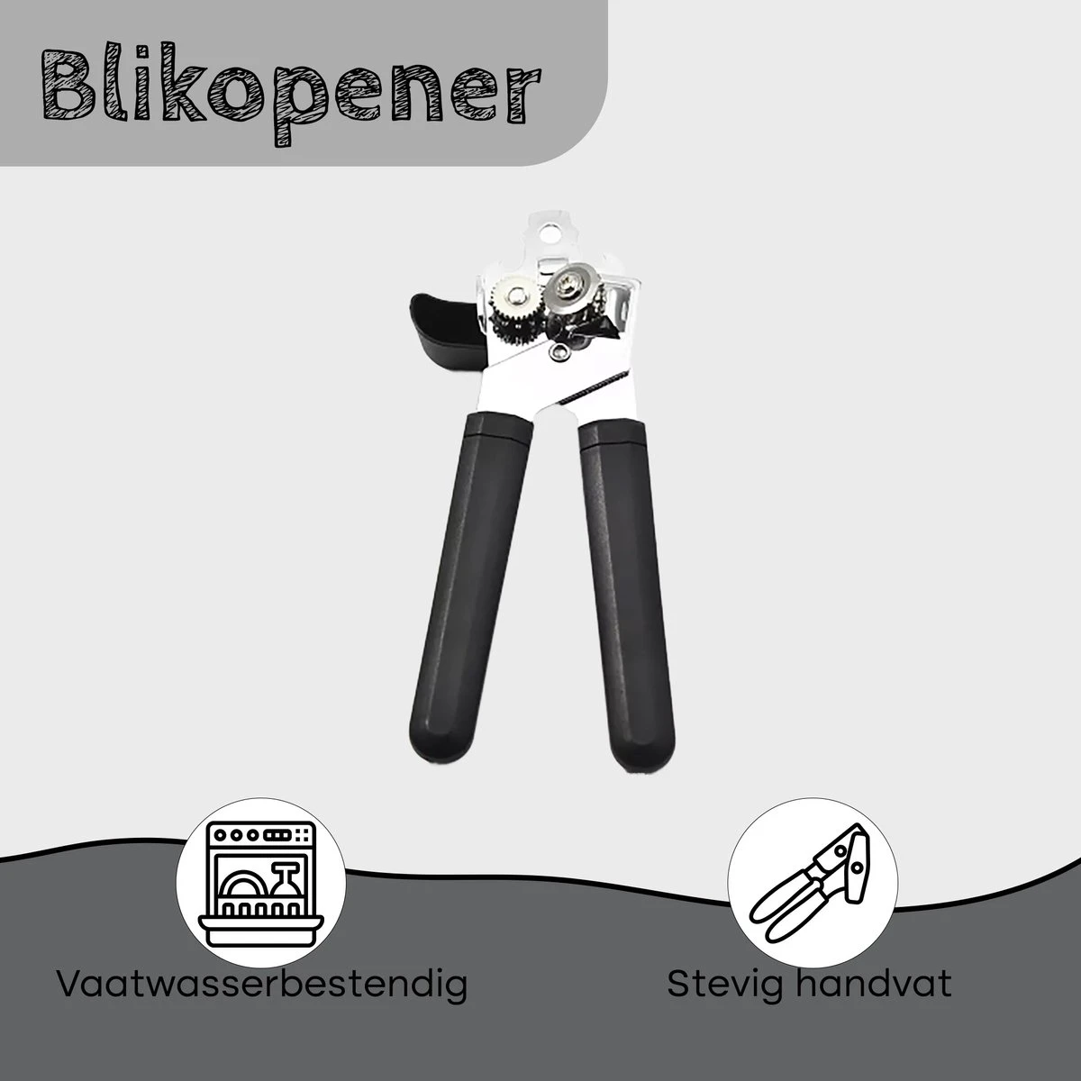 Proudproducts Blikopener - RVS - Handvat - 19cm - Duurzame En Veilige Opener Voor Blikken - Afbeelding 3