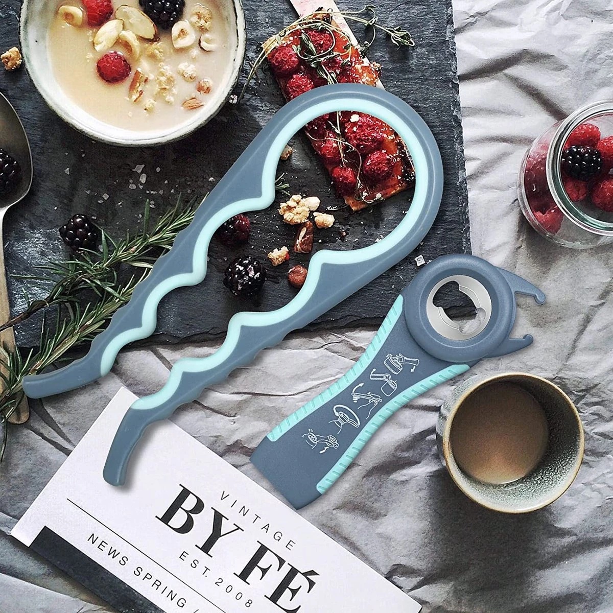 Alles In 1 Blikopener - Multi Grip Opener - Dopopener- Pottenopener - Schroefdopopener - Hemelsblauw - KO000107 - Afbeelding 6