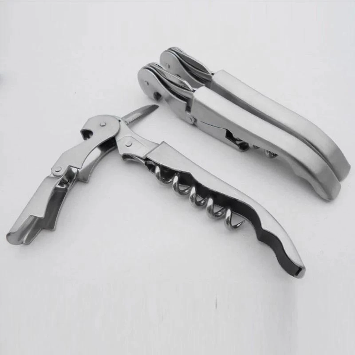 Kurkentrekker - Wijnopener - Bieropener - Kelnermes - Flesopener- Bierflesopener - Volledig RVS - Afbeelding 5